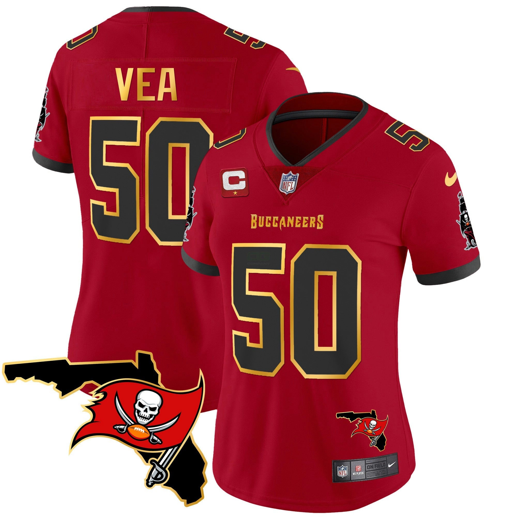 Camisa NFL Women’s Florida Patch Dourada Trim Vapor Jersey