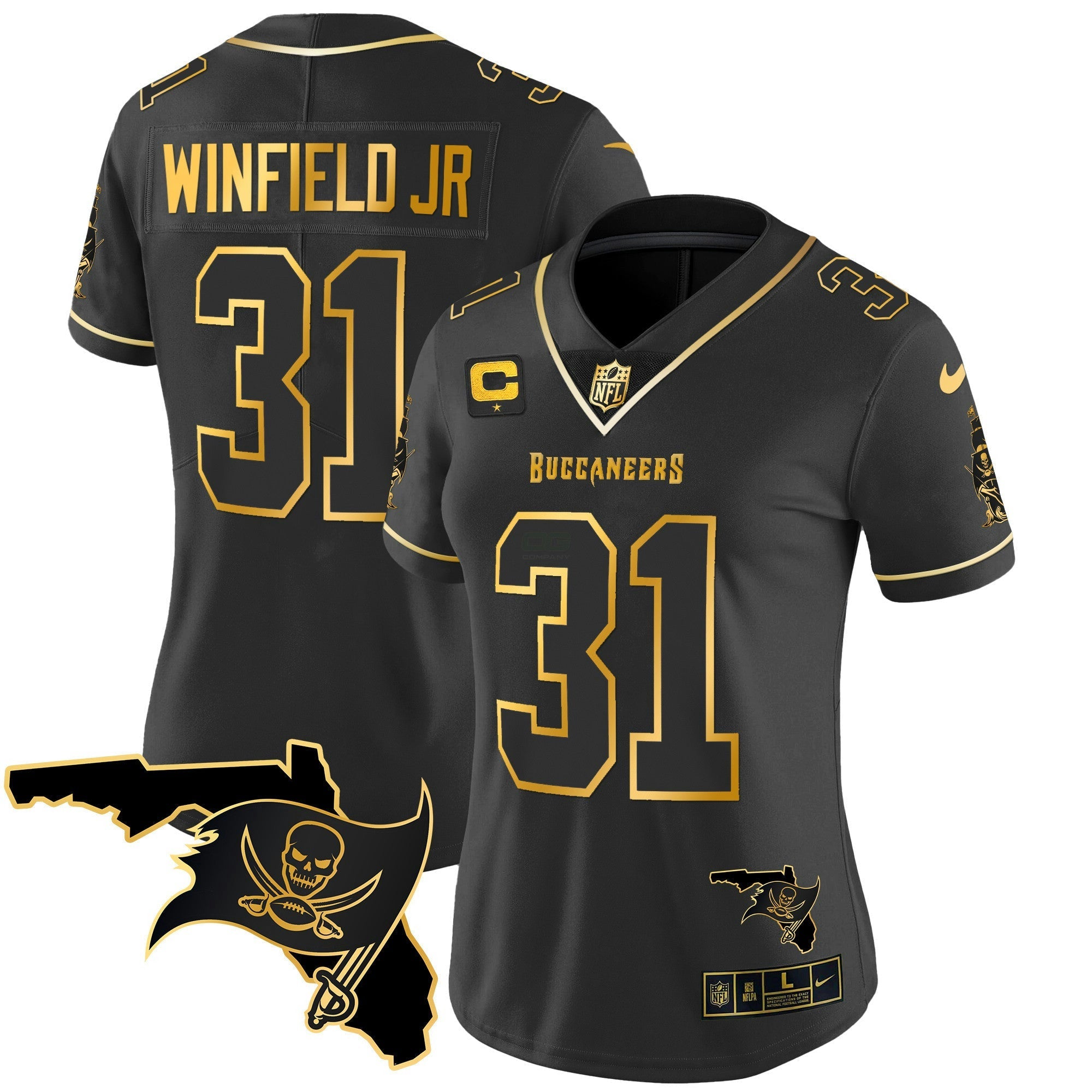 Camisa NFL Women’s Florida Patch Vapor Dourada Jersey