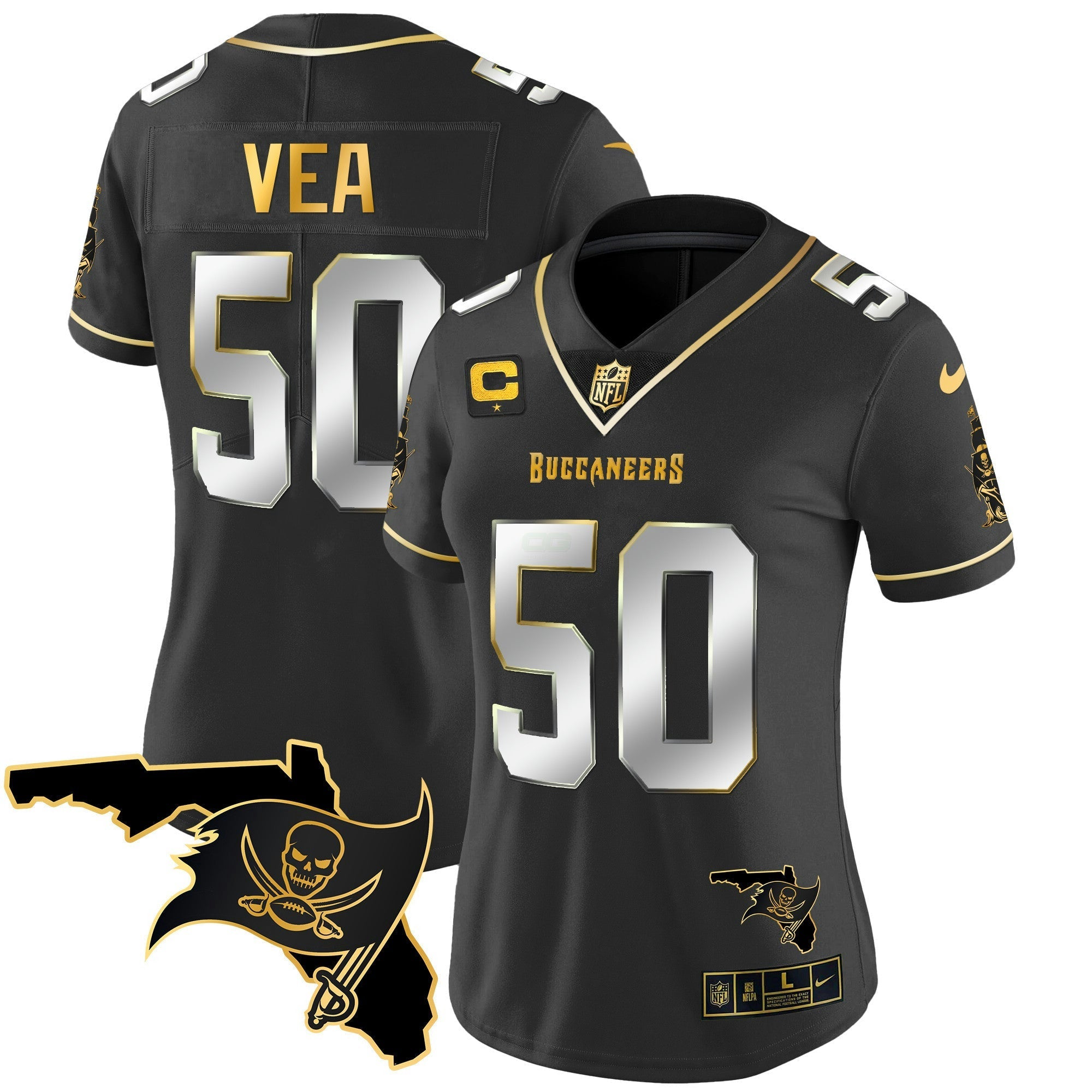 Camisa NFL Women’s Florida Patch Vapor Dourada Jersey