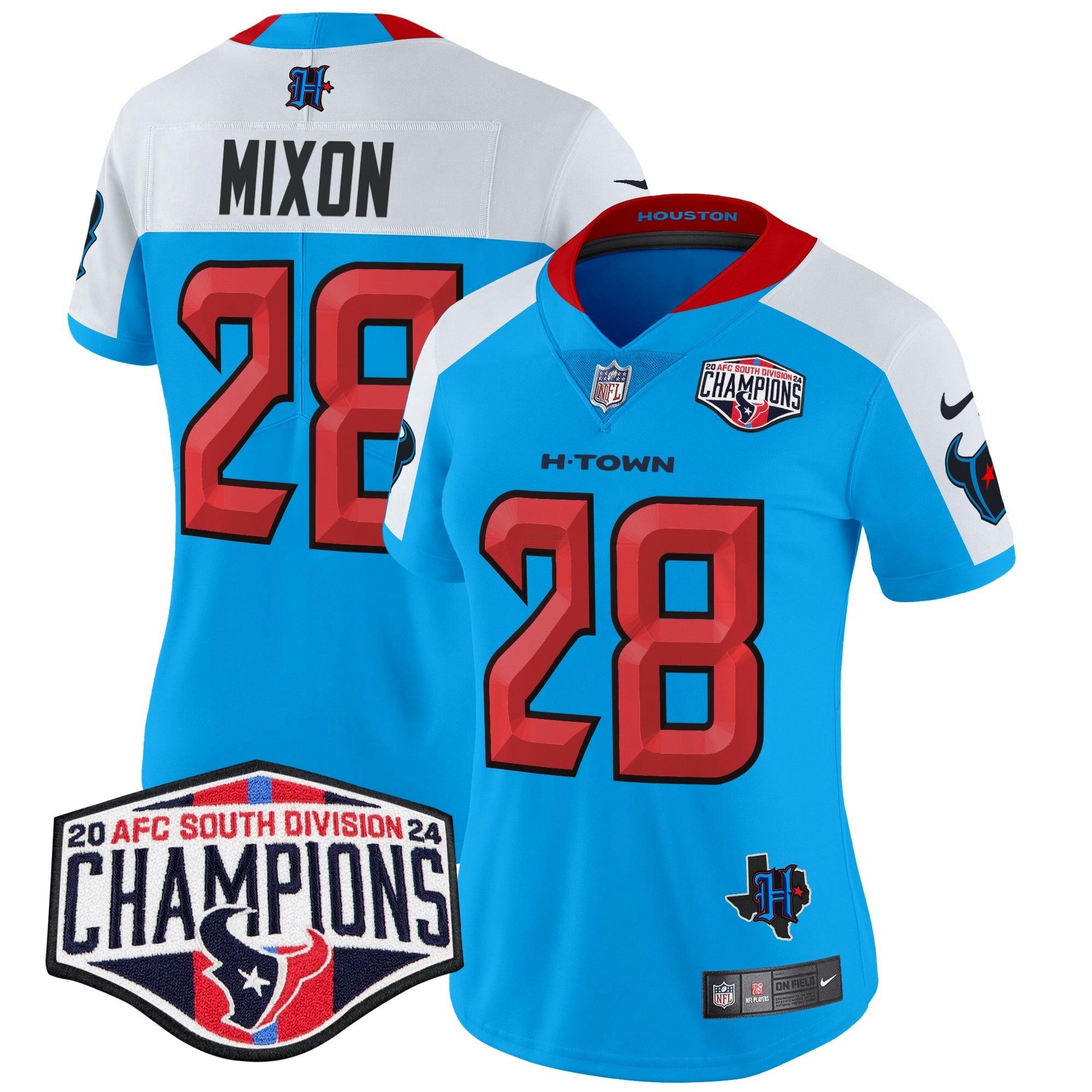 Camisa NFL Women’s Houston 2024 AFC South Division Champions Patch Vapor Limited Jersey