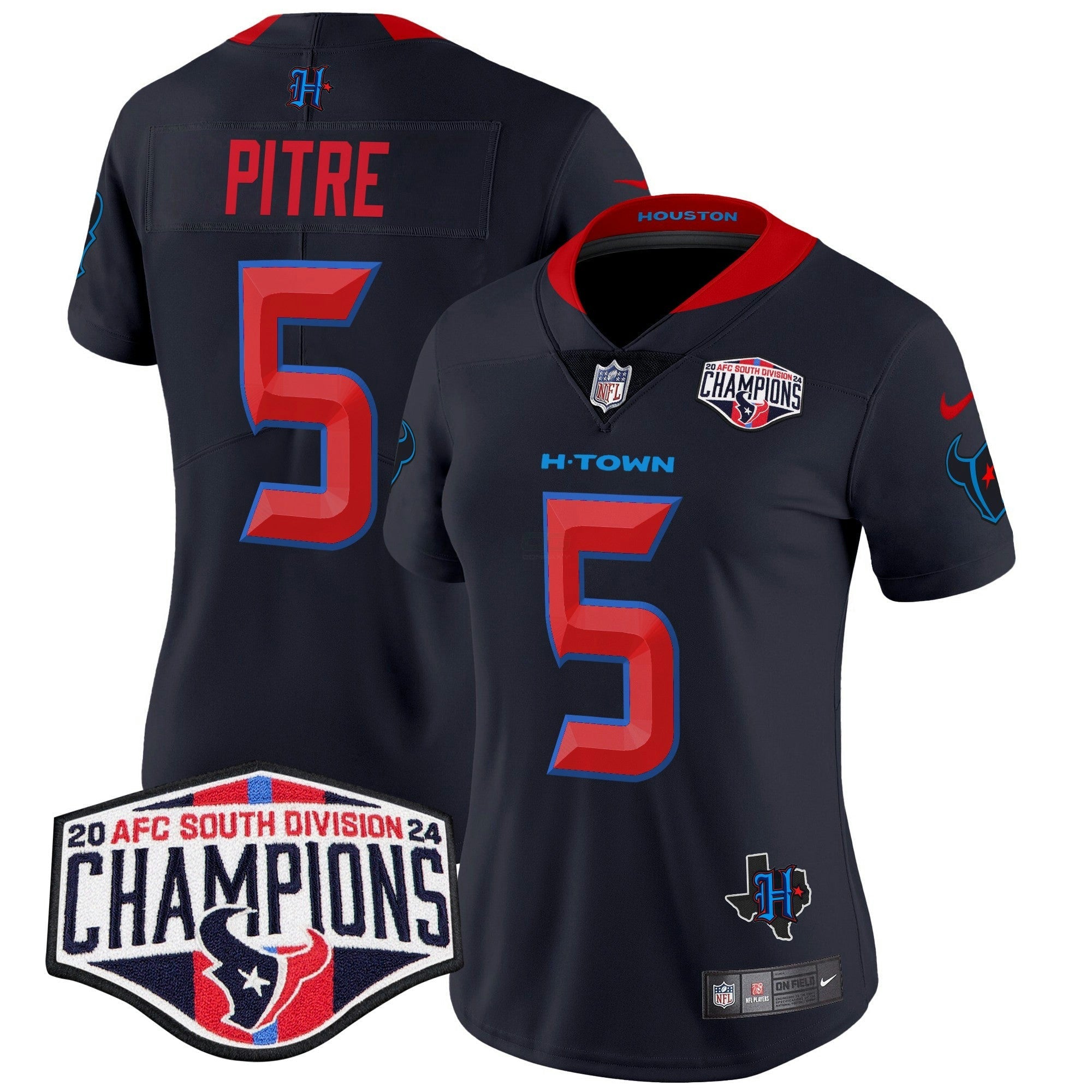 Camisa NFL Women’s Houston 2024 AFC South Division Champions Patch Vapor Limited Jersey