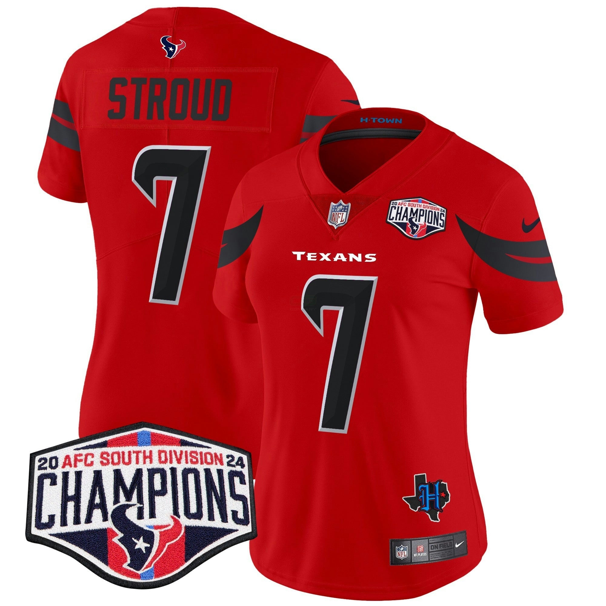Camisa NFL Women’s Houston 2024 AFC South Division Champions Patch Vapor Limited Jersey