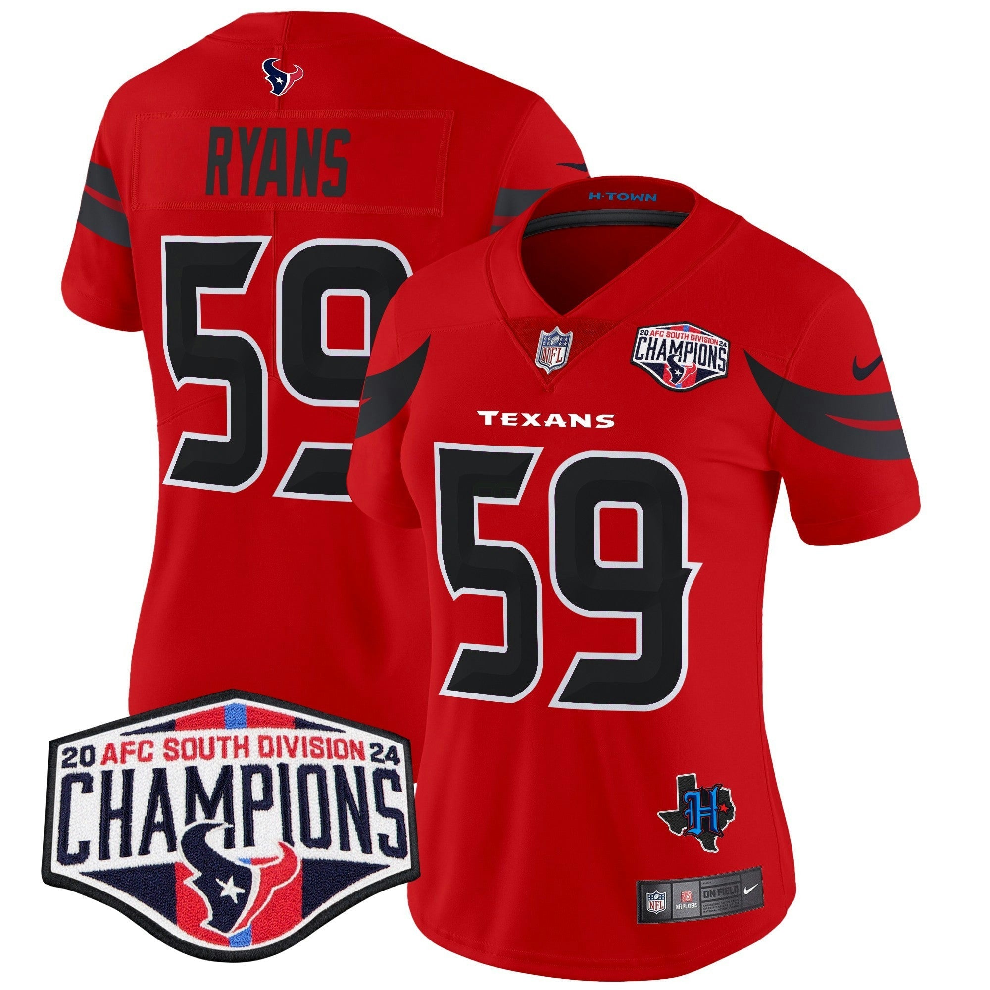 Camisa NFL Women’s Houston 2024 AFC South Division Champions Patch Vapor Limited Jersey