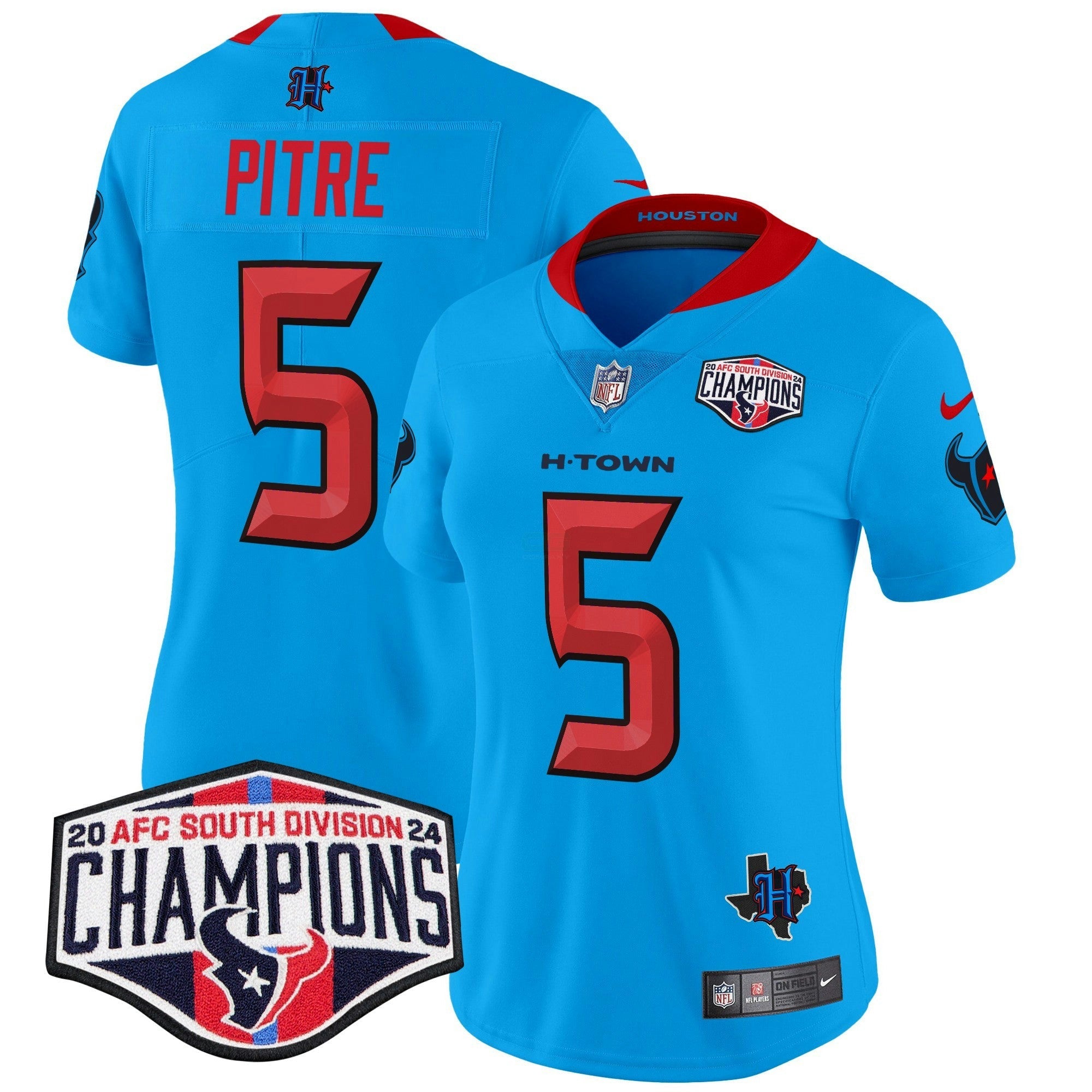 Camisa NFL Women’s Houston 2024 AFC South Division Champions Patch Vapor Limited Jersey