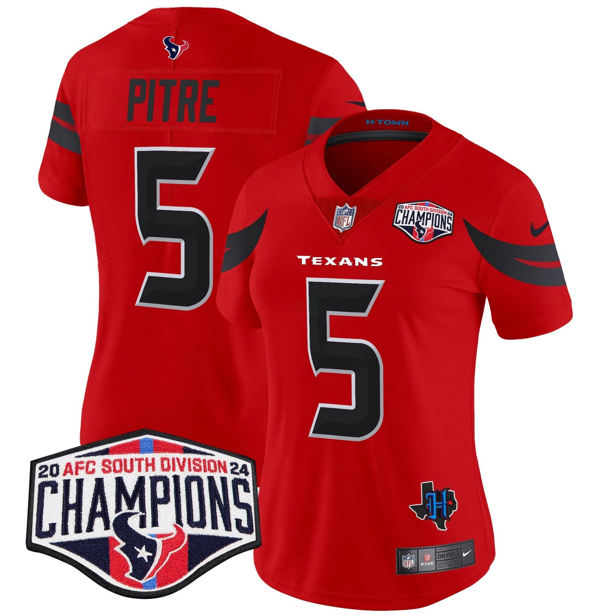 Camisa NFL Women’s Houston 2024 AFC South Division Champions Patch Vapor Limited Jersey