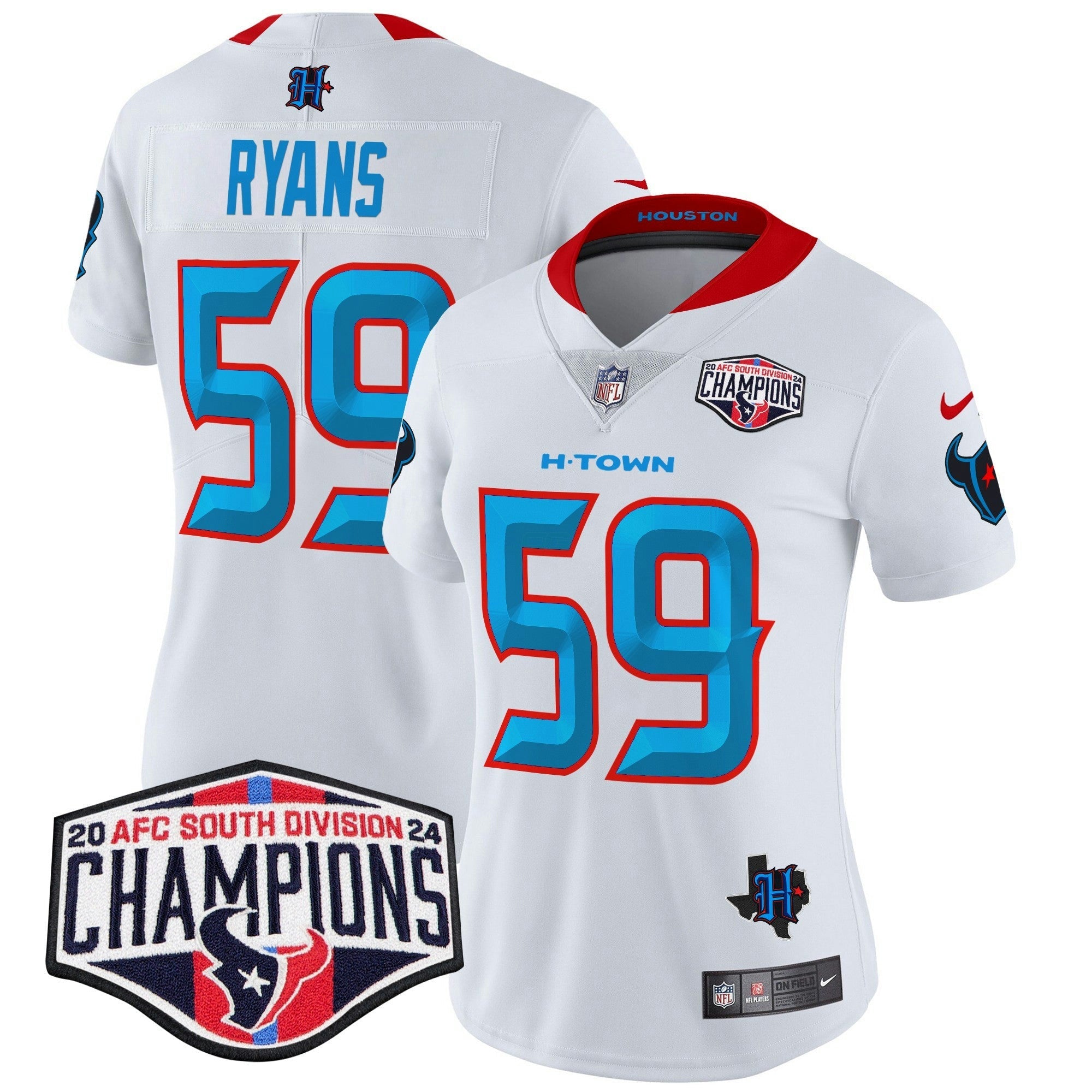 Camisa NFL Women’s Houston 2024 AFC South Division Champions Patch Vapor Limited Jersey