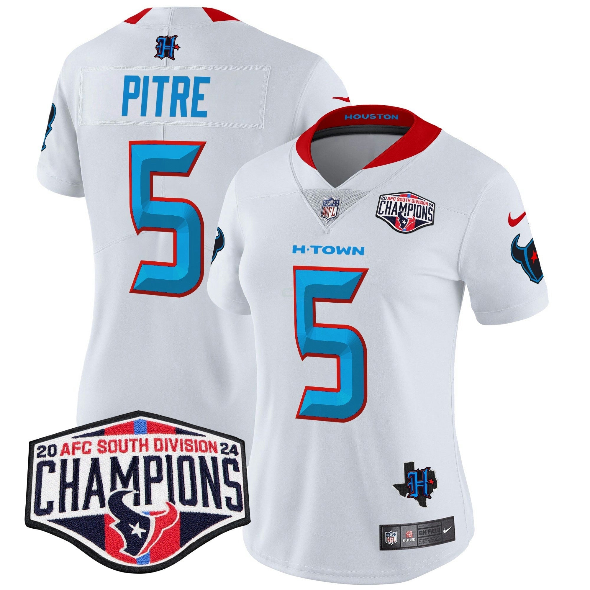 Camisa NFL Women’s Houston 2024 AFC South Division Champions Patch Vapor Limited Jersey