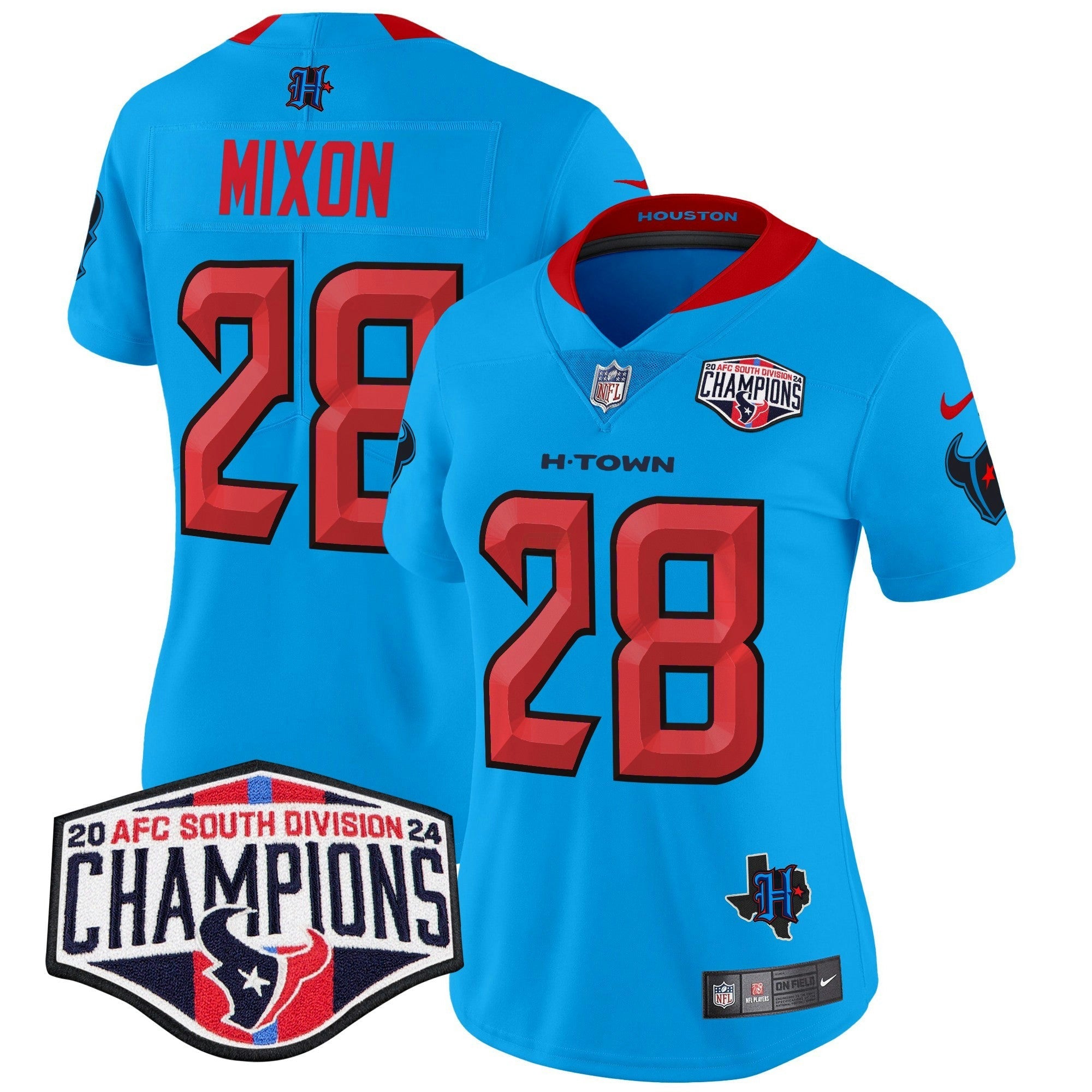 Camisa NFL Women’s Houston 2024 AFC South Division Champions Patch Vapor Limited Jersey