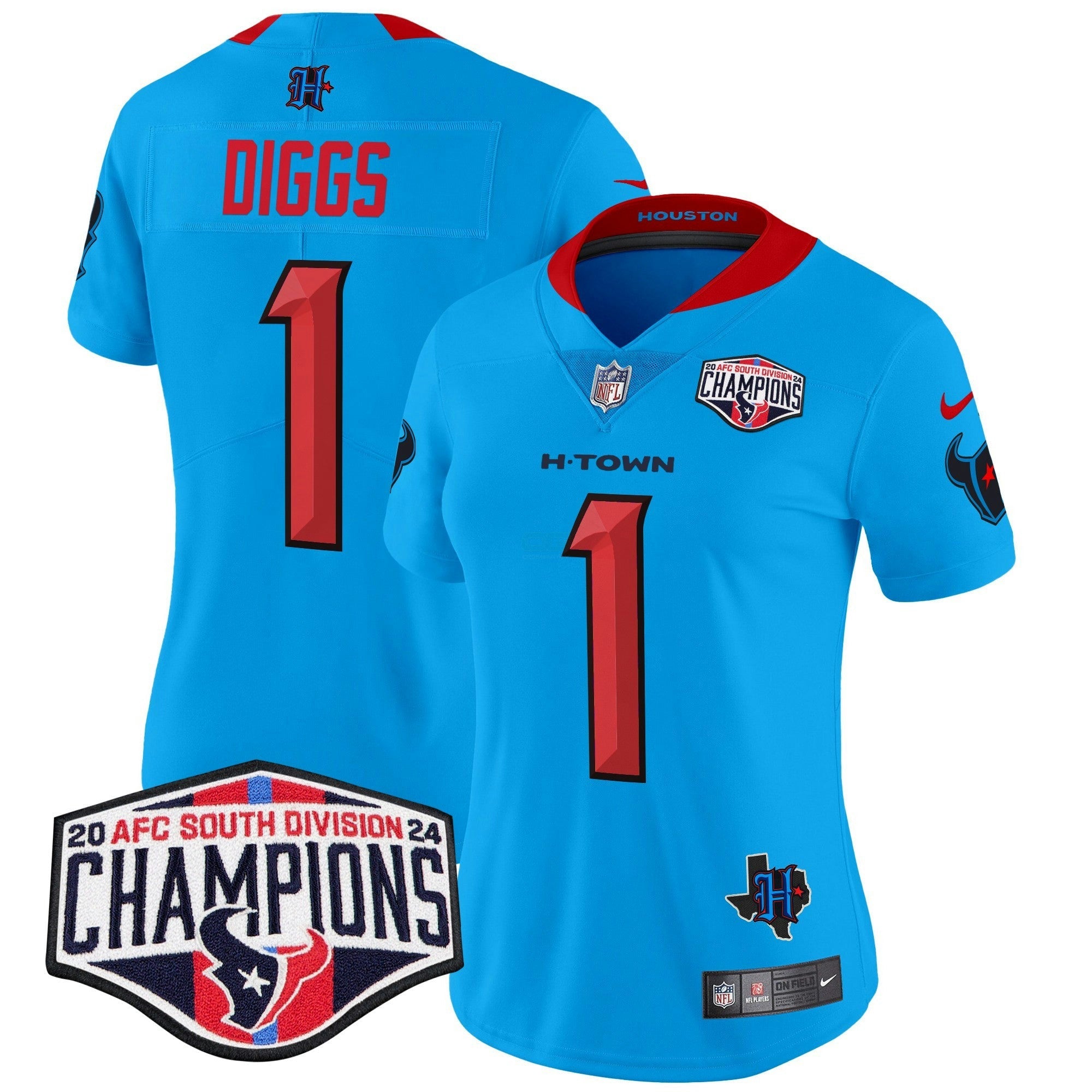 Camisa NFL Women’s Houston 2024 AFC South Division Champions Patch Vapor Limited Jersey