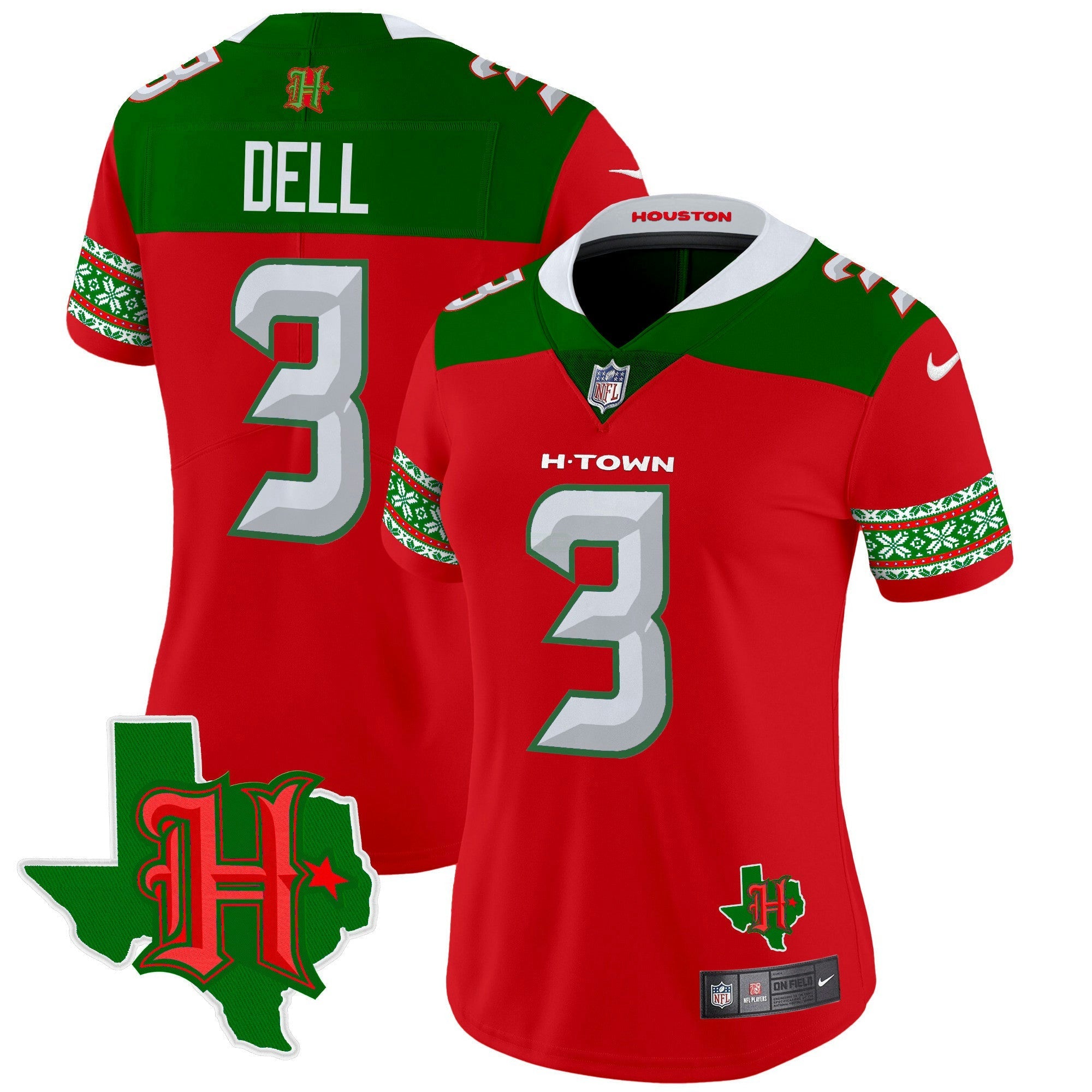 Camisa NFL Women’s Houston 2024 Christmas Vapor Limited Jersey