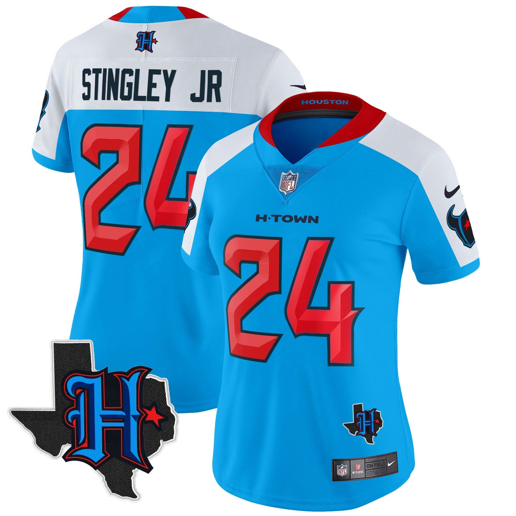 Camisa NFL Women’s Houston 2024 Texas Patch Vapor Limited Jersey V2