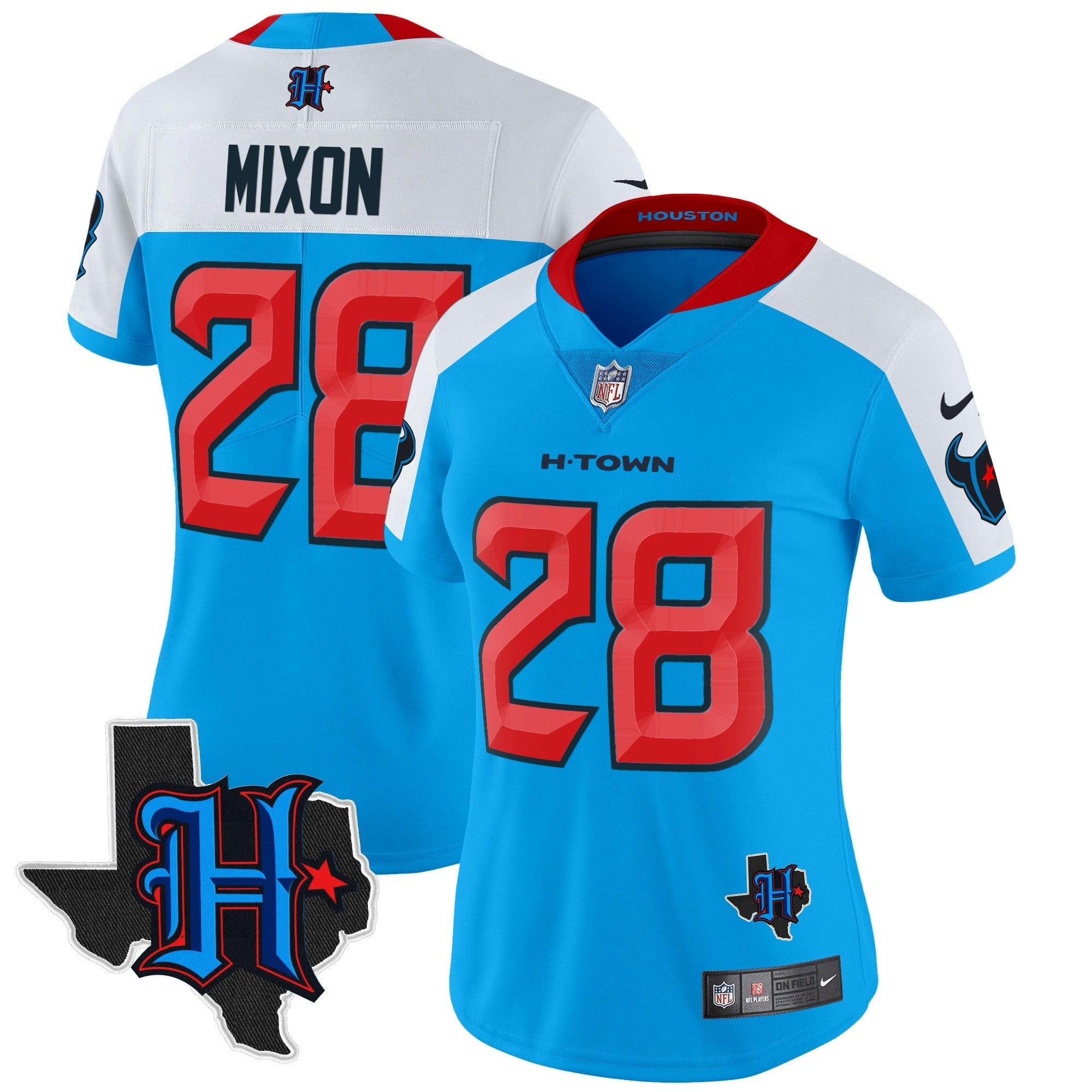 Camisa NFL Women’s Houston 2024 Texas Patch Vapor Limited Jersey V2