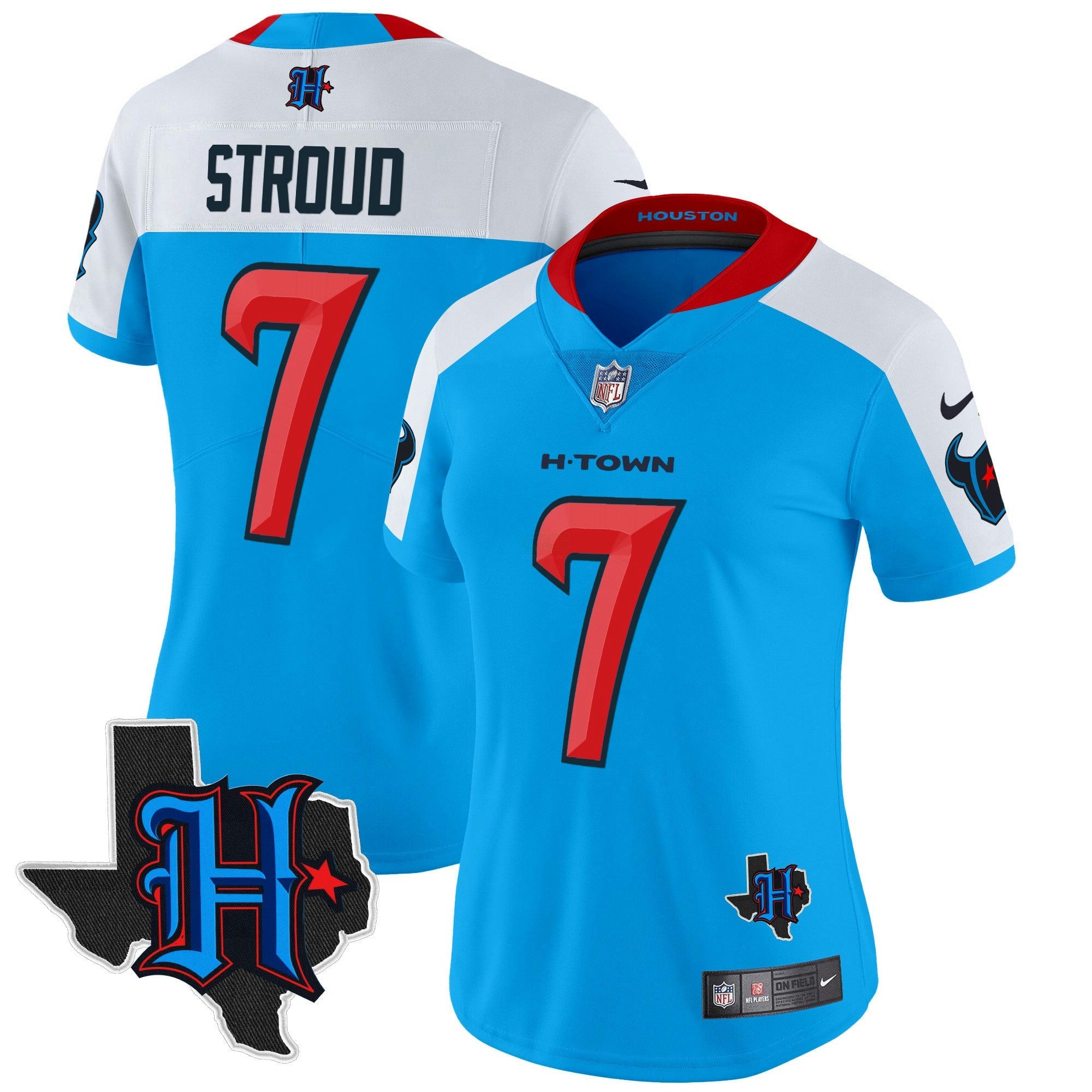 Camisa NFL Women’s Houston 2024 Texas Patch Vapor Limited Jersey V2