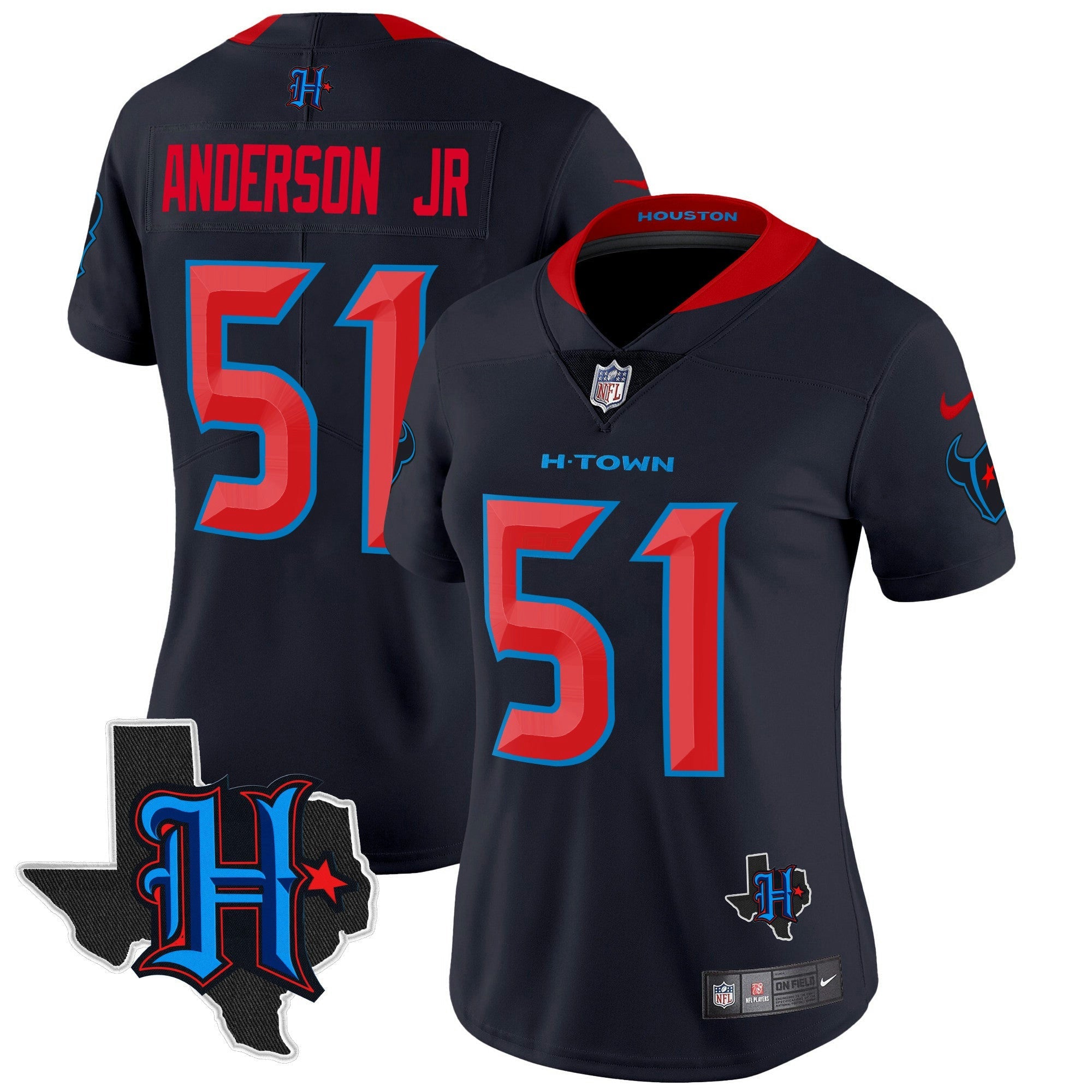 Camisa NFL Women’s Houston 2024 Texas Patch Vapor Limited Jersey V2