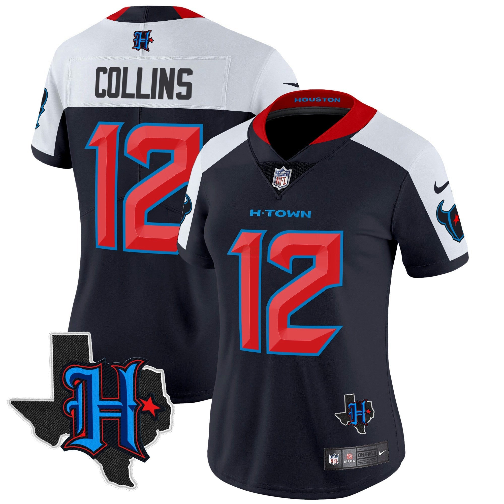 Camisa NFL Women’s Houston 2024 Texas Patch Vapor Limited Jersey V2