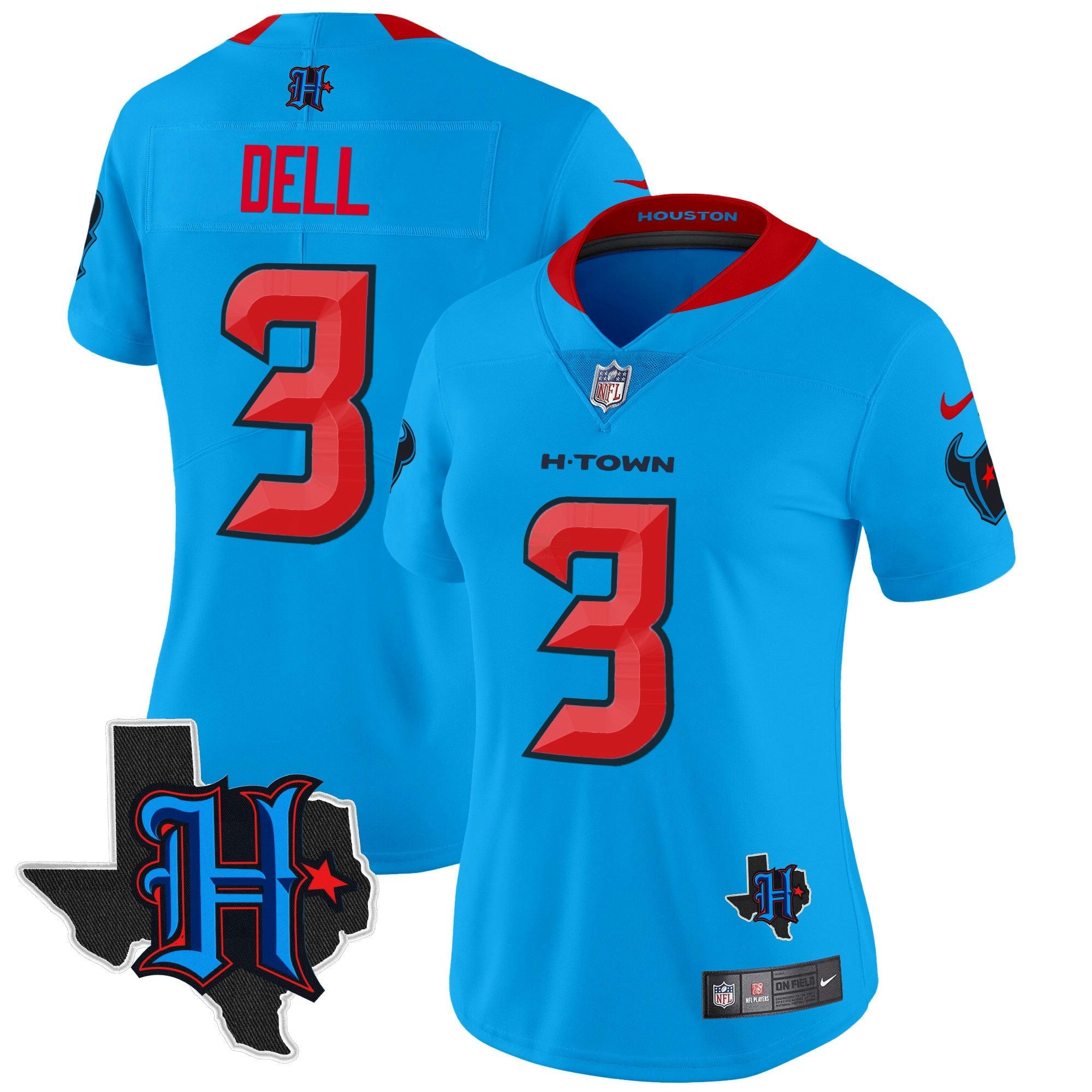 Camisa NFL Women’s Houston 2024 Texas Patch Vapor Limited Jersey V2