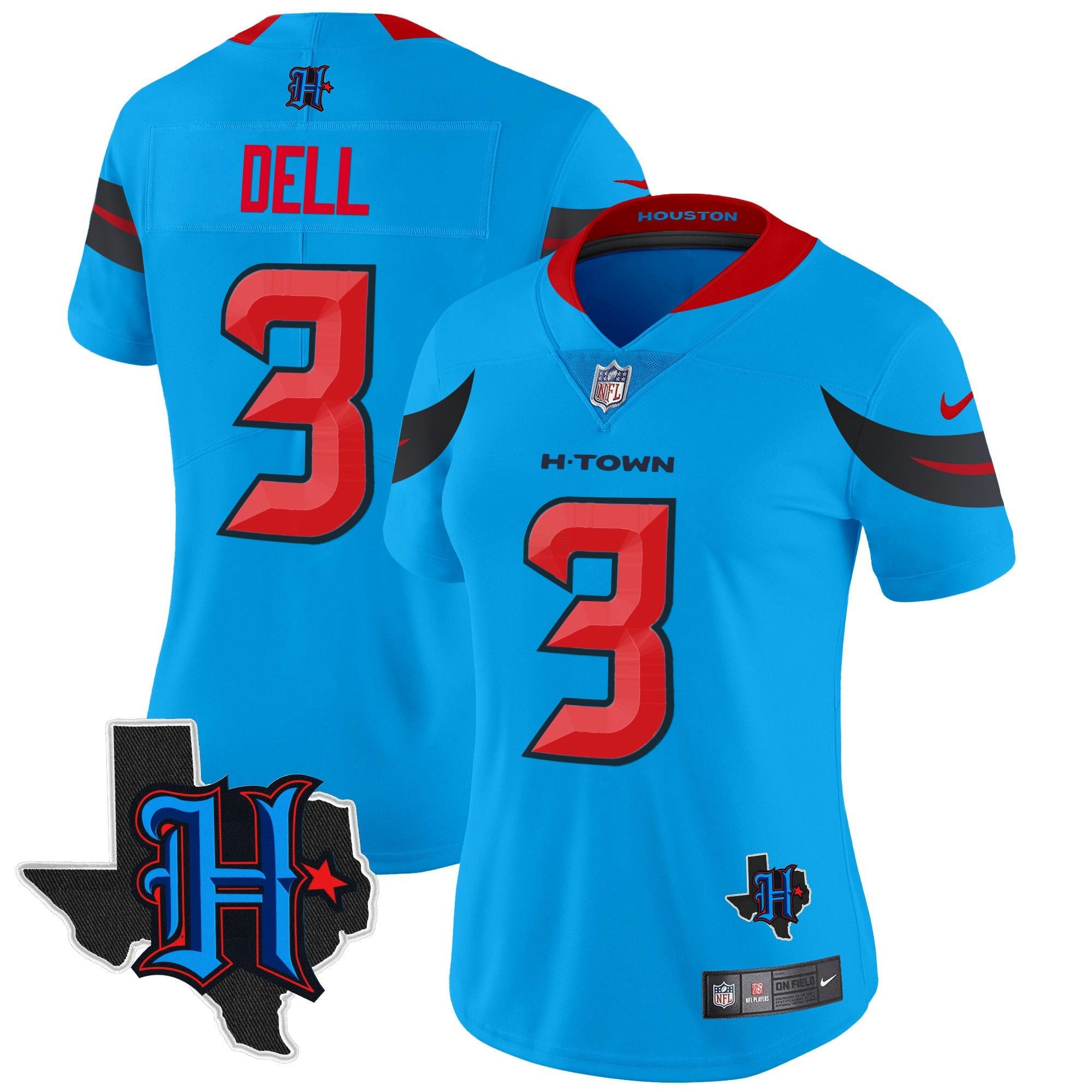 Camisa NFL Women’s Houston 2024 Texas Patch Vapor Limited Jersey V3