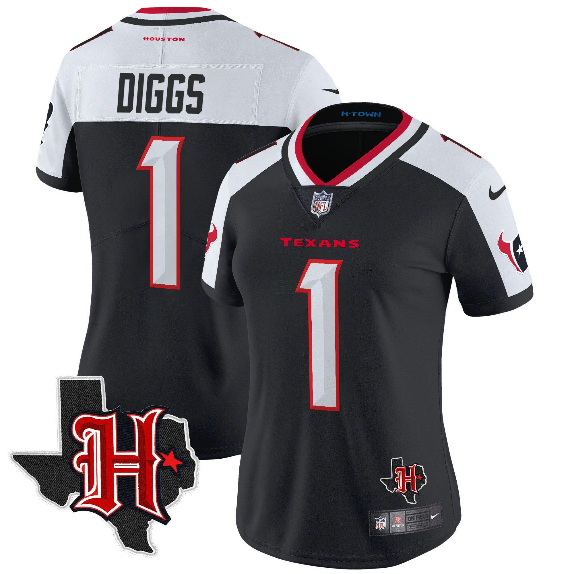 Camisa NFL Women’s Houston 2024 Texas Patch Vapor Limited Jersey V5