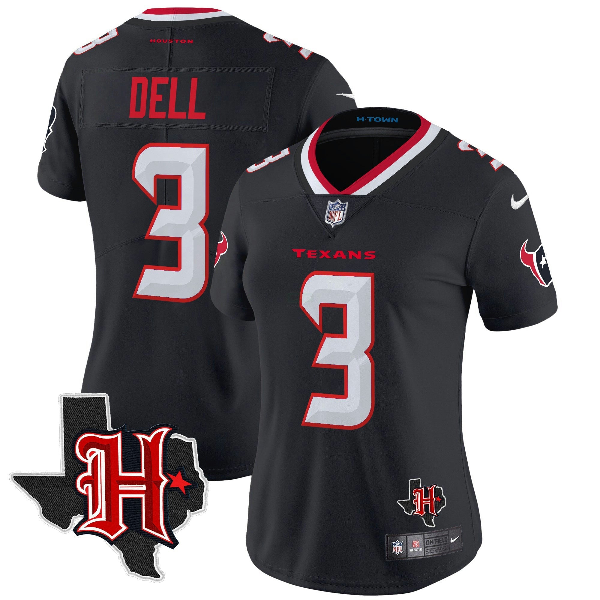 Camisa NFL Women’s Houston 2024 Texas Patch Vapor Limited Jersey V5