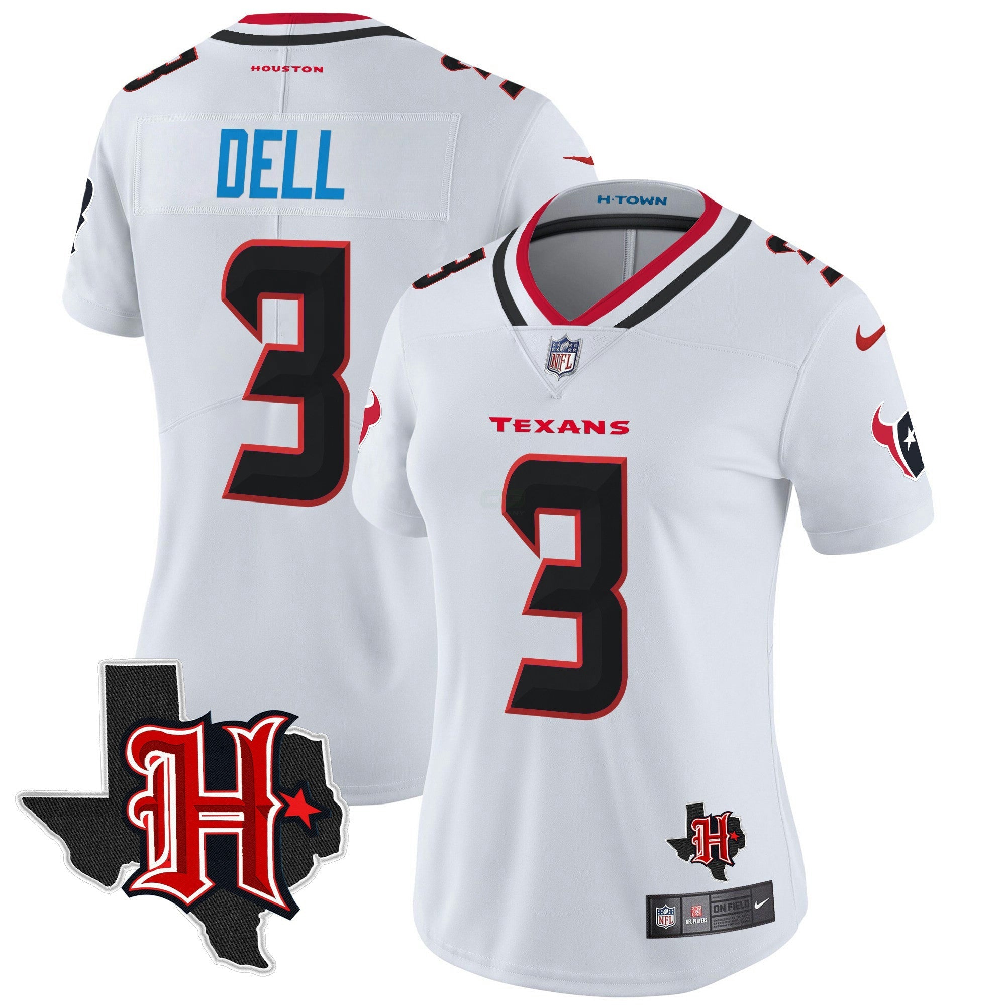 Camisa NFL Women’s Houston 2024 Texas Patch Vapor Limited Jersey V5