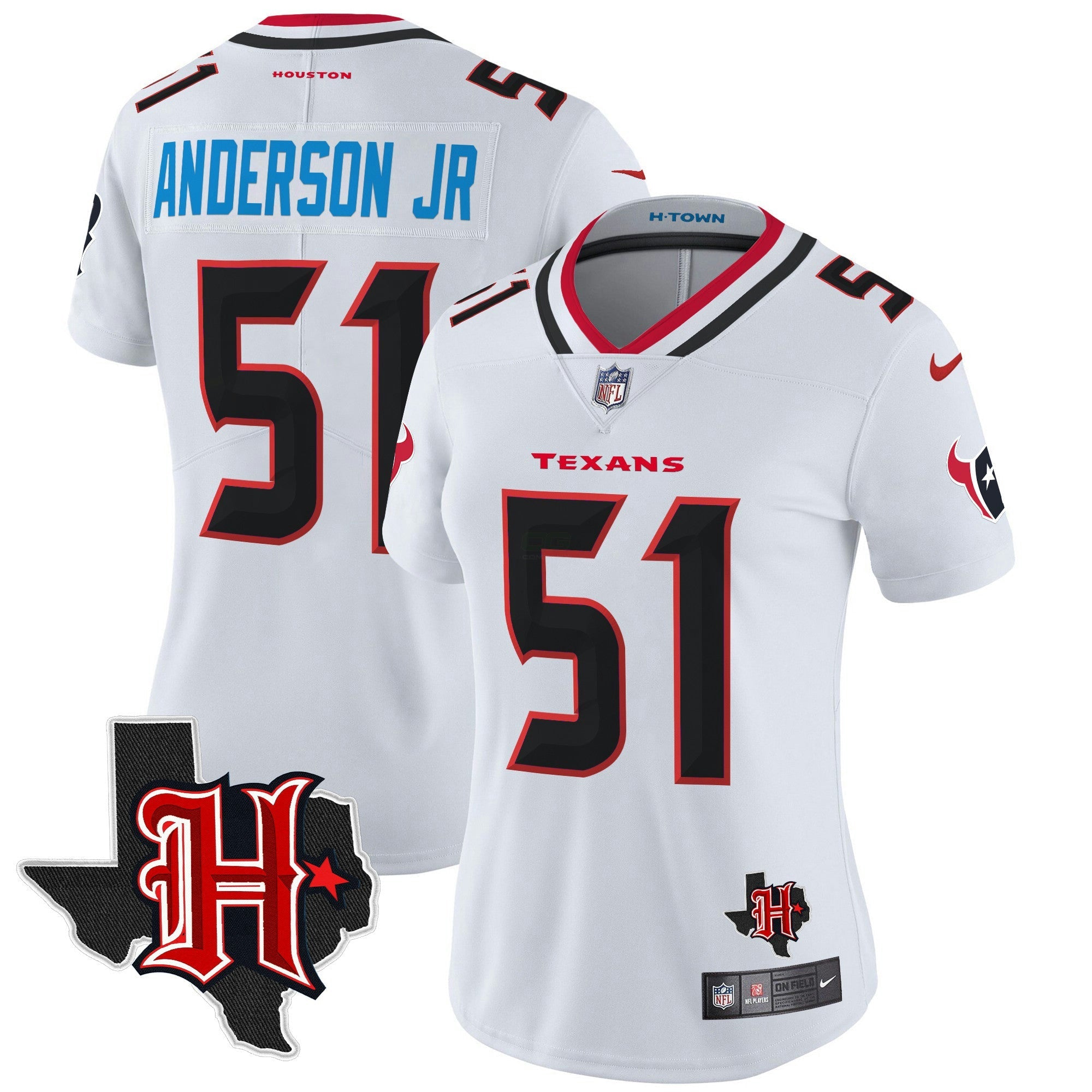 Camisa NFL Women’s Houston 2024 Texas Patch Vapor Limited Jersey V5