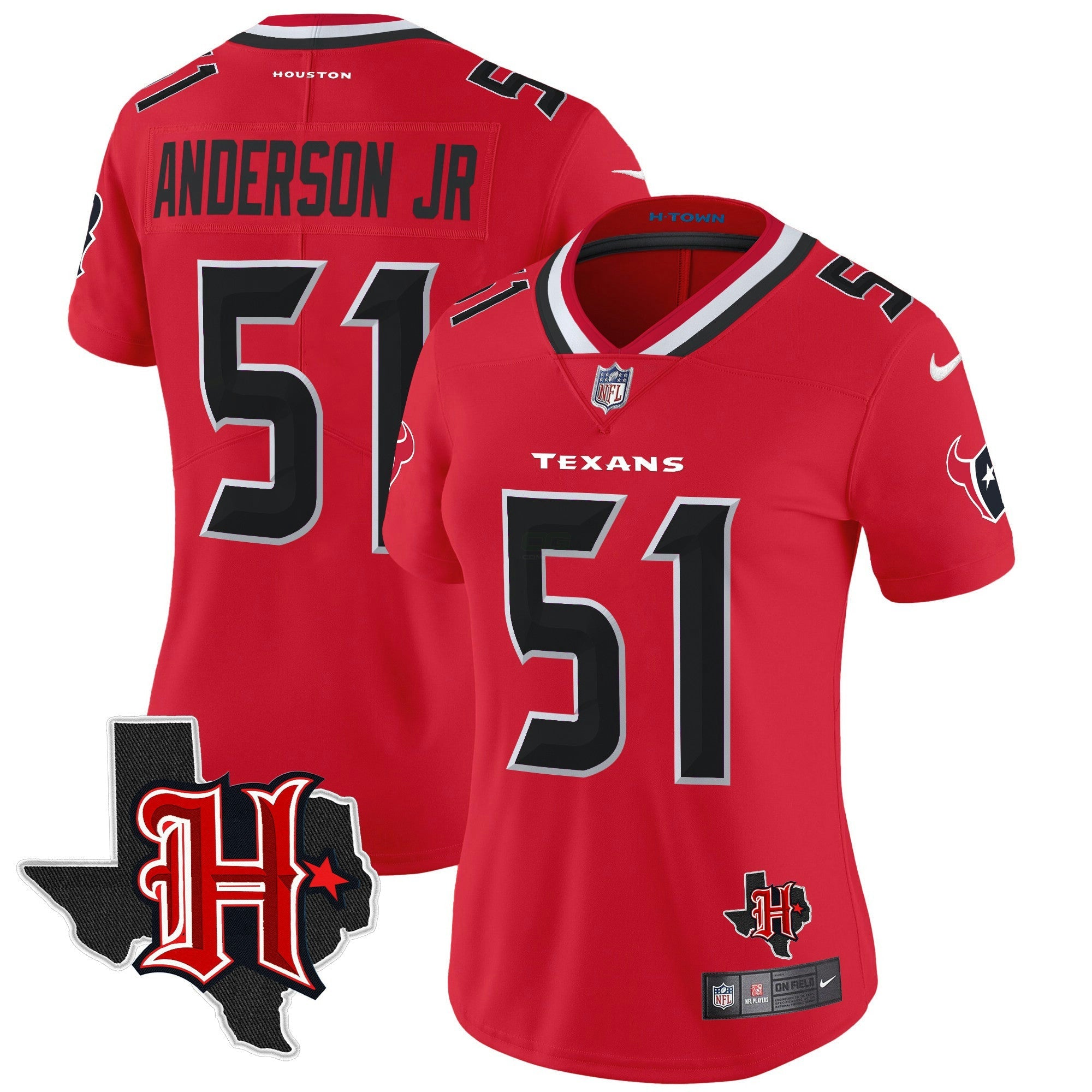 Camisa NFL Women’s Houston 2024 Texas Patch Vapor Limited Jersey V5