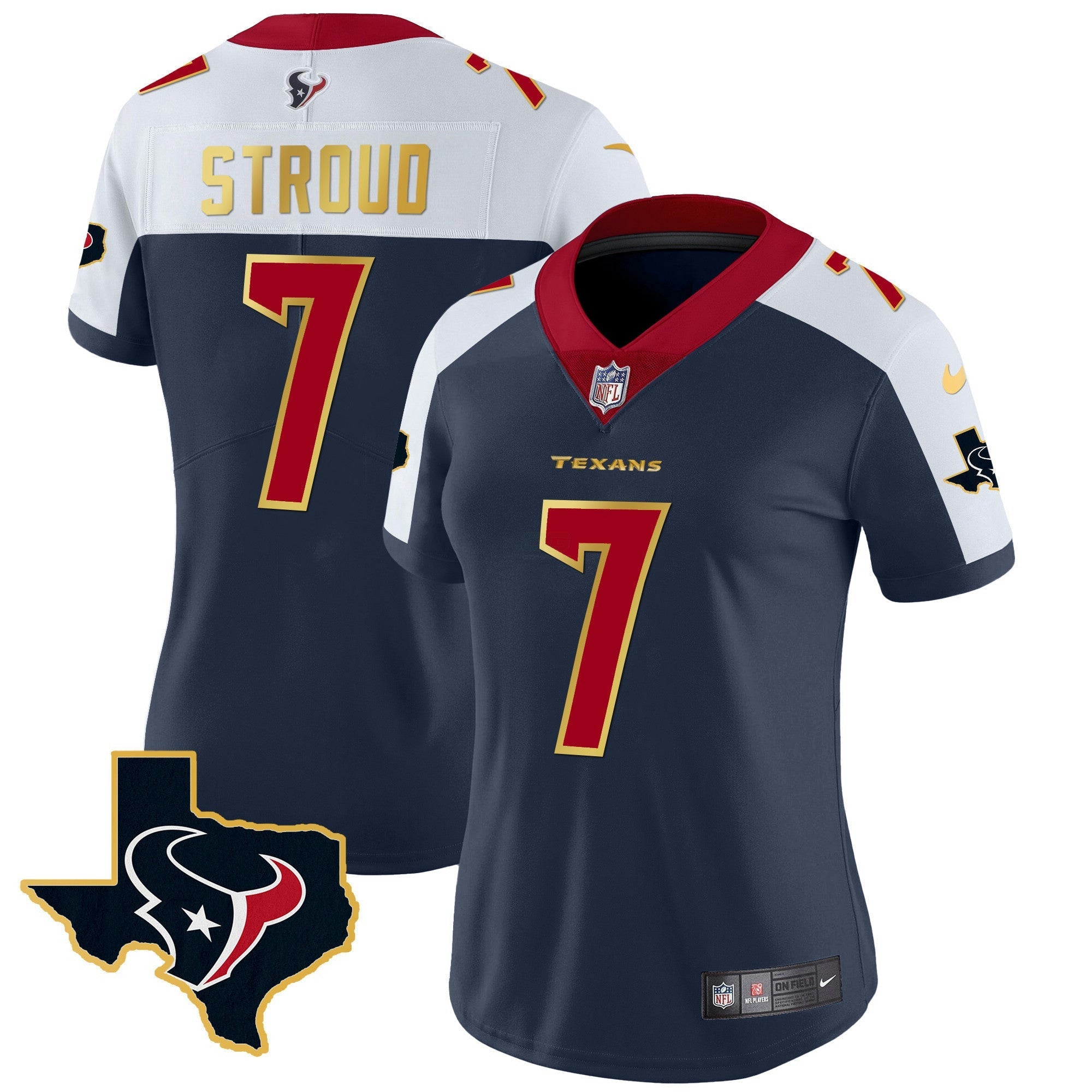 Camisa NFL Women’s Houston Gold Trim Vapor Jersey