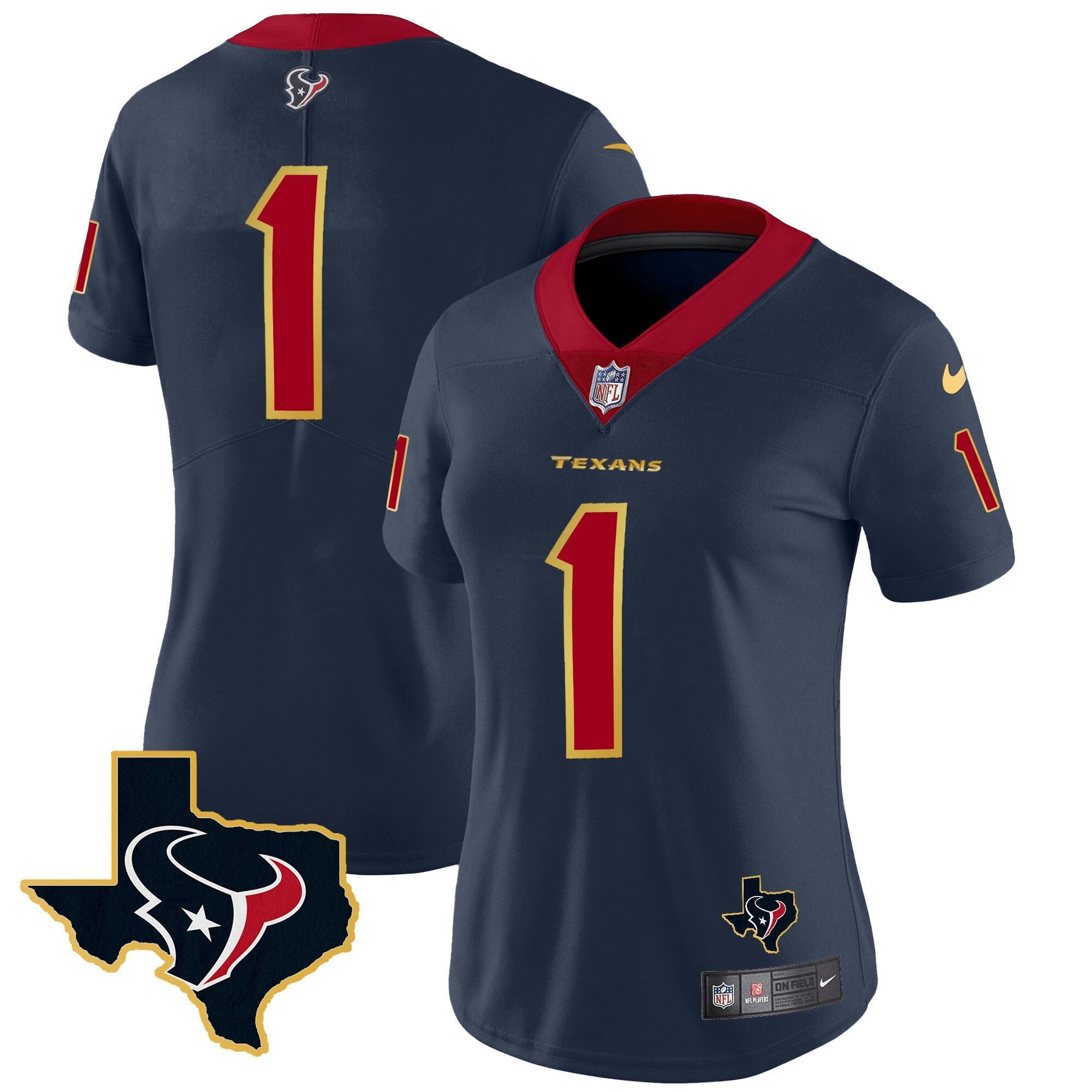 Camisa NFL Women’s Houston Gold Trim Vapor Jersey