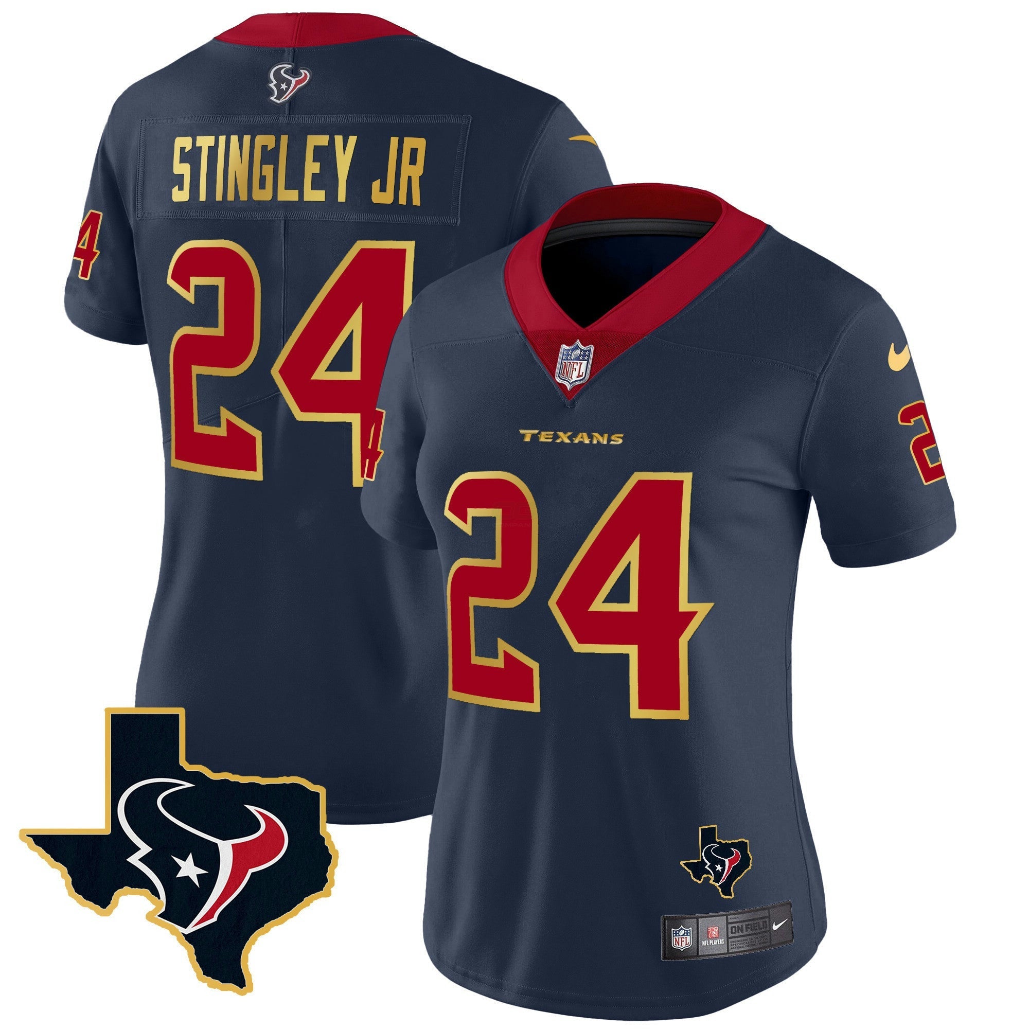 Camisa NFL Women’s Houston Gold Trim Vapor Jersey