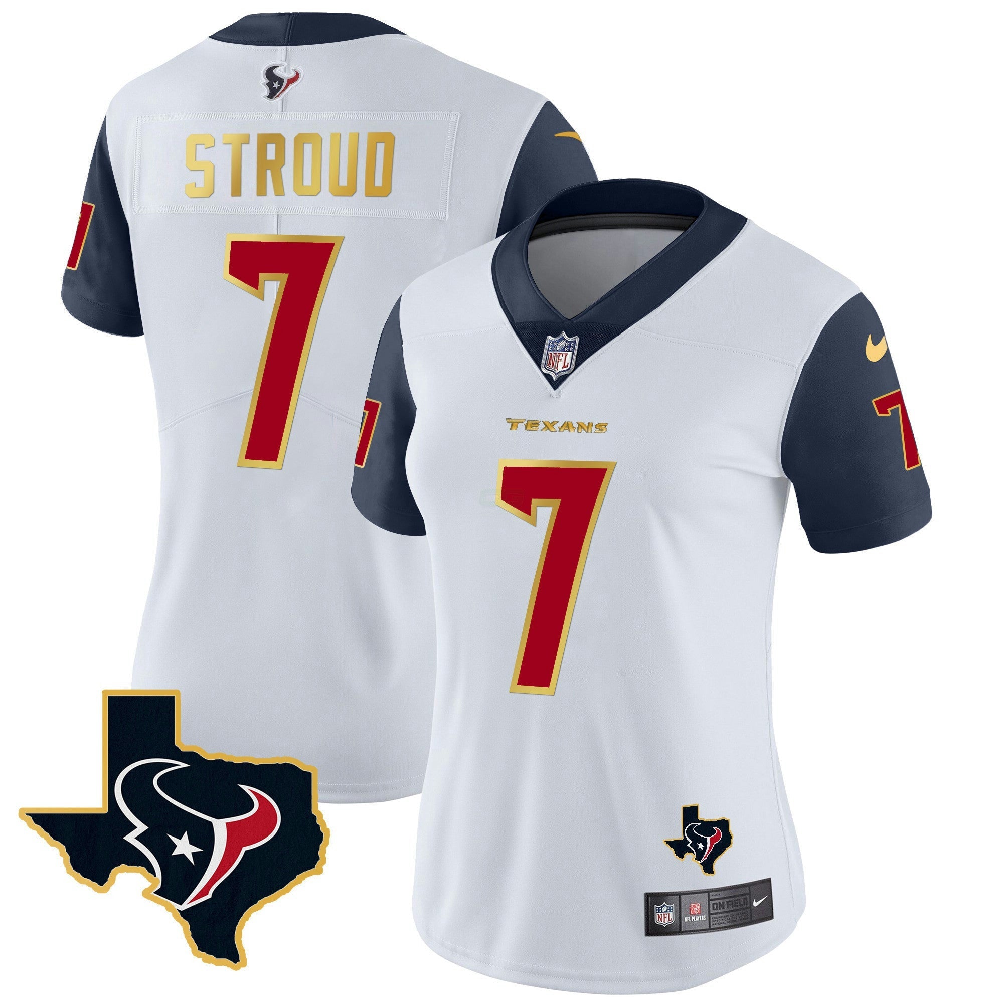 Camisa NFL Women’s Houston Gold Trim Vapor Jersey