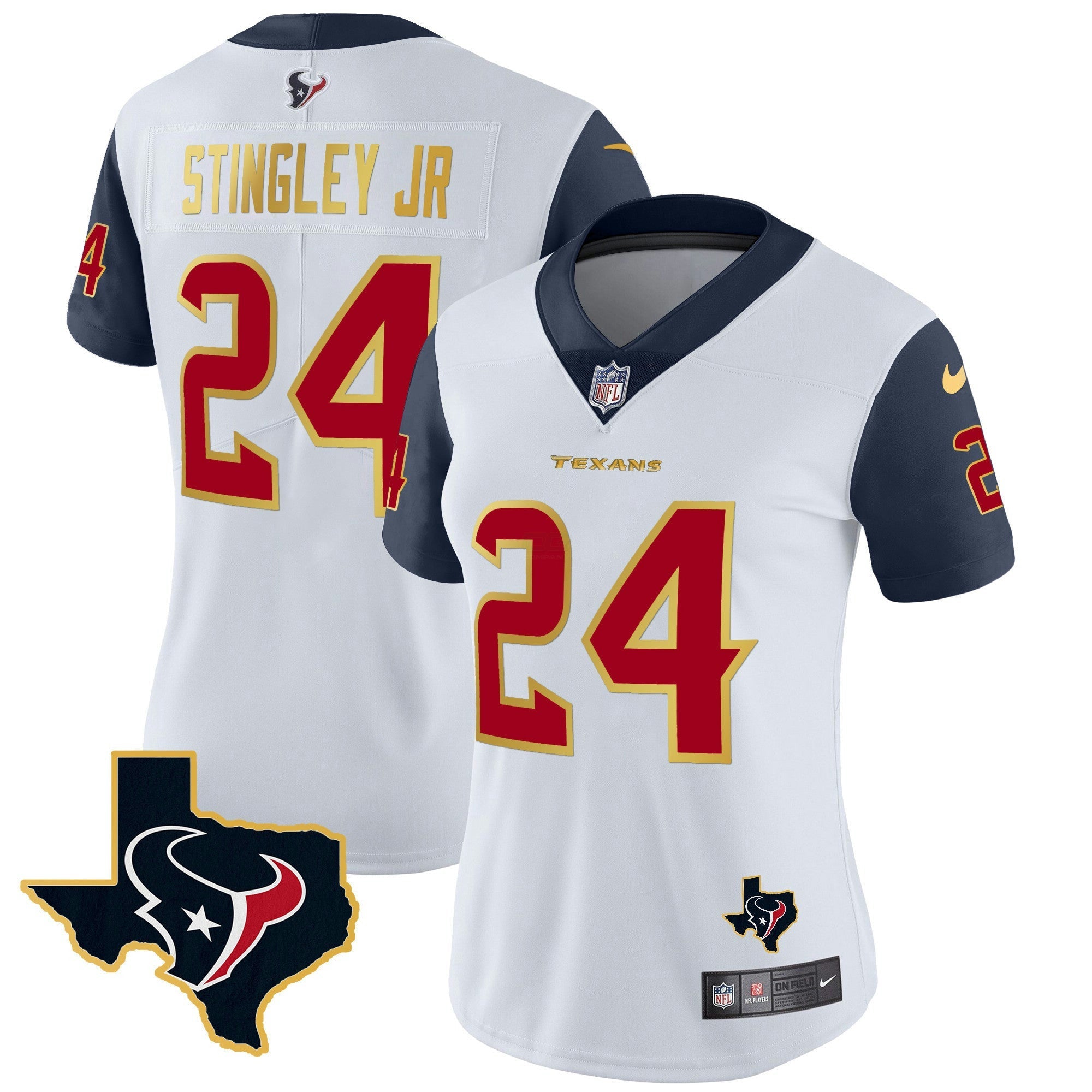 Camisa NFL Women’s Houston Gold Trim Vapor Jersey