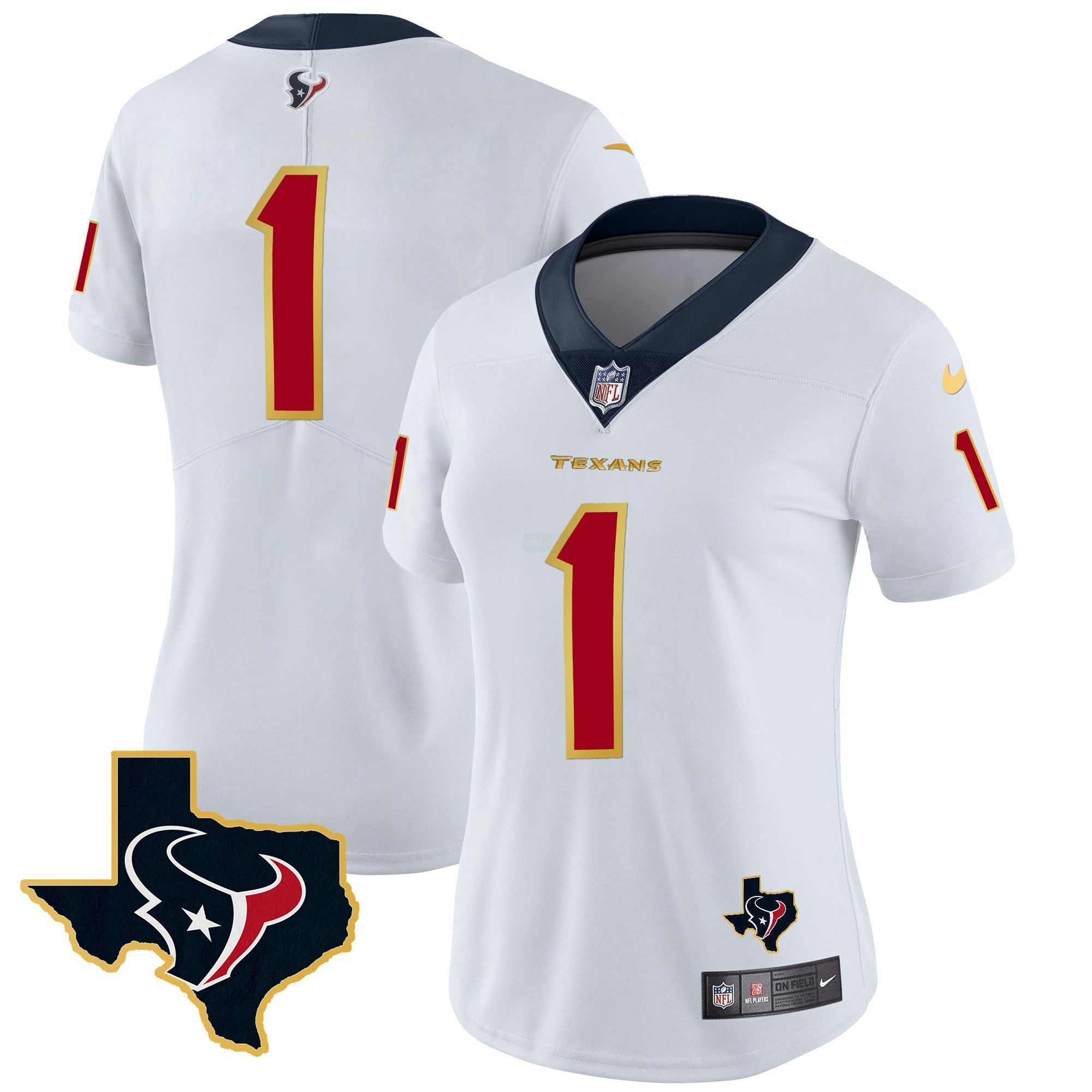 Camisa NFL Women’s Houston Gold Trim Vapor Jersey