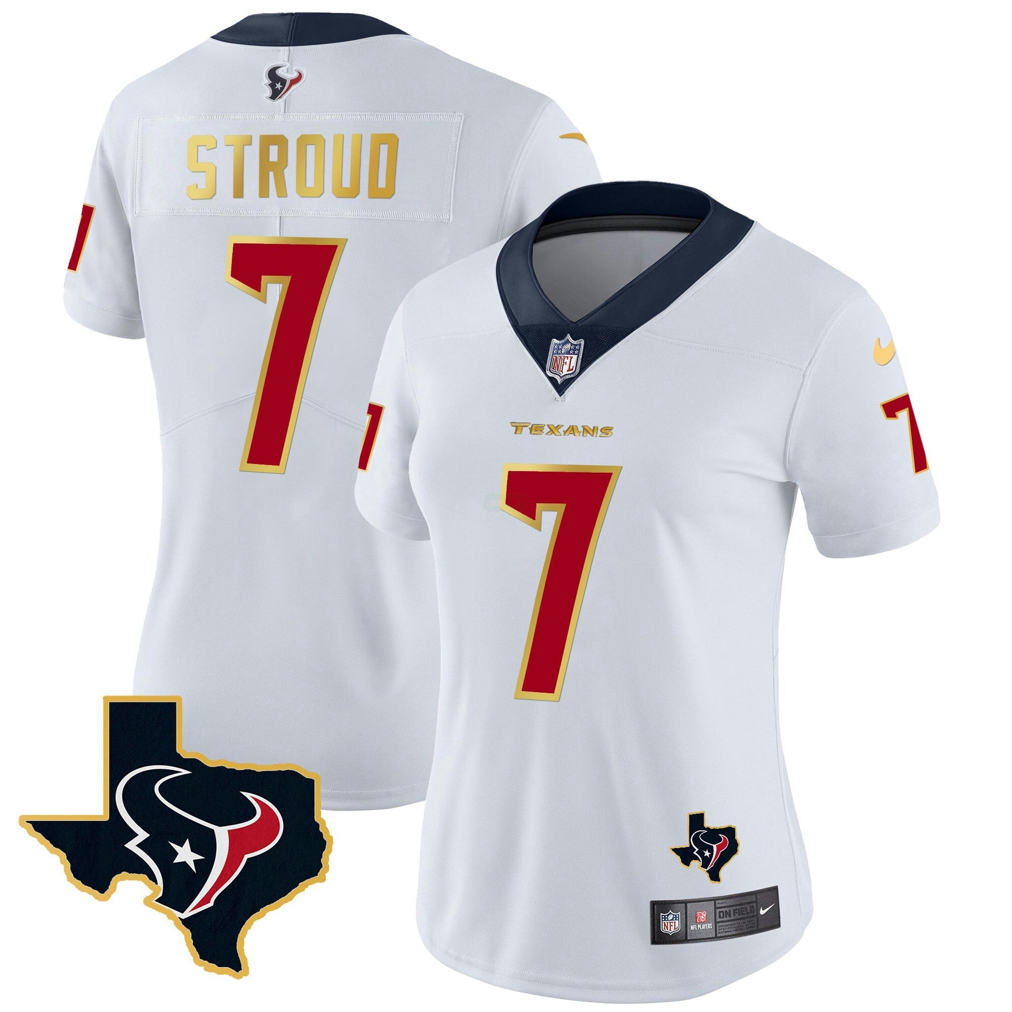 Camisa NFL Women’s Houston Gold Trim Vapor Jersey