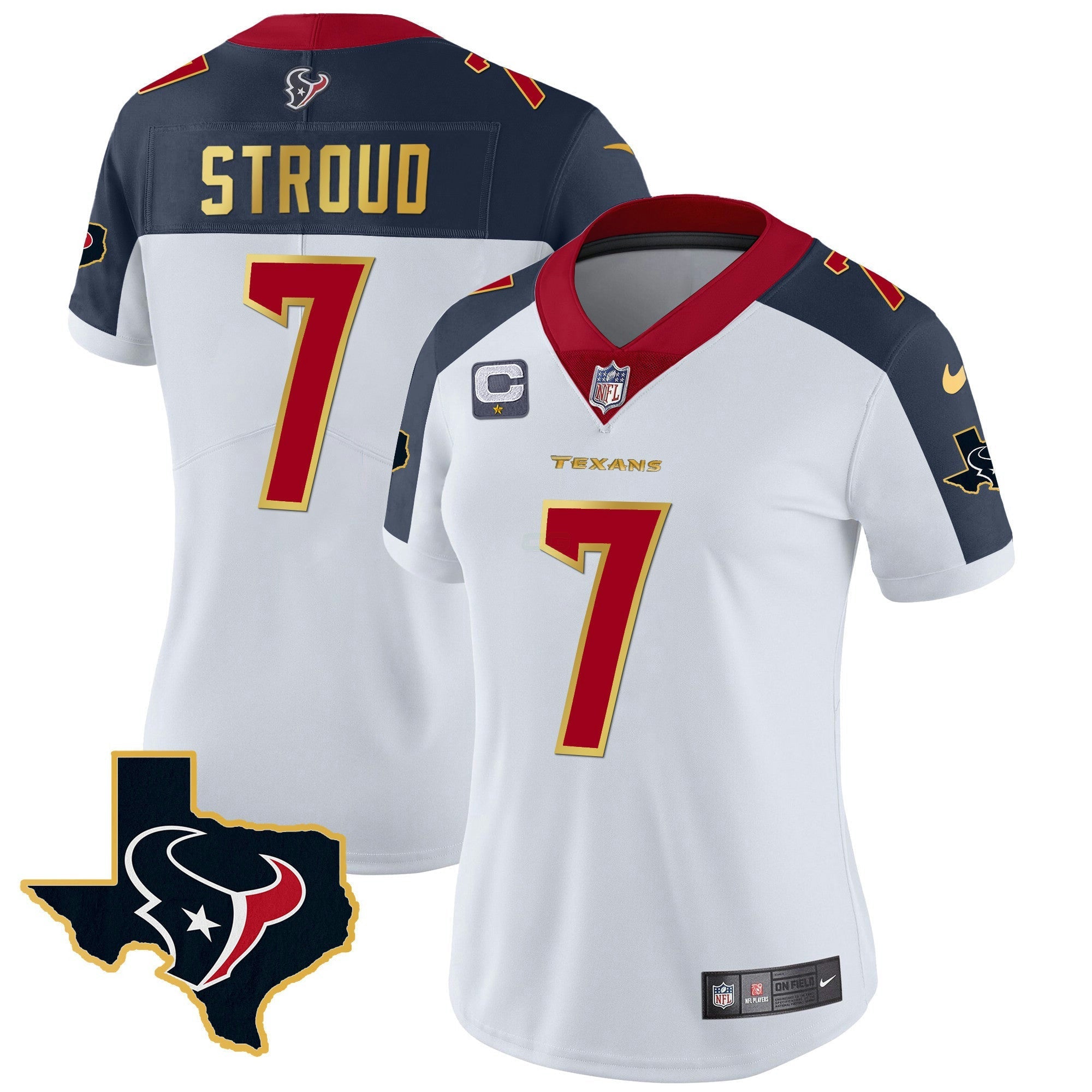 Camisa NFL Women’s Houston Gold Trim Vapor Jersey