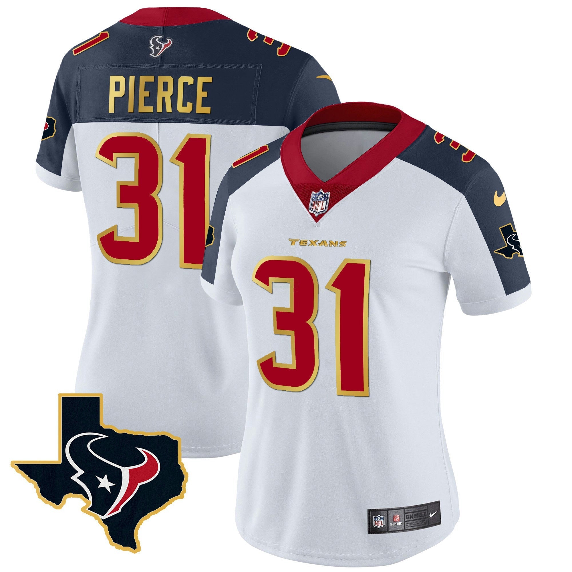 Camisa NFL Women’s Houston Gold Trim Vapor Jersey