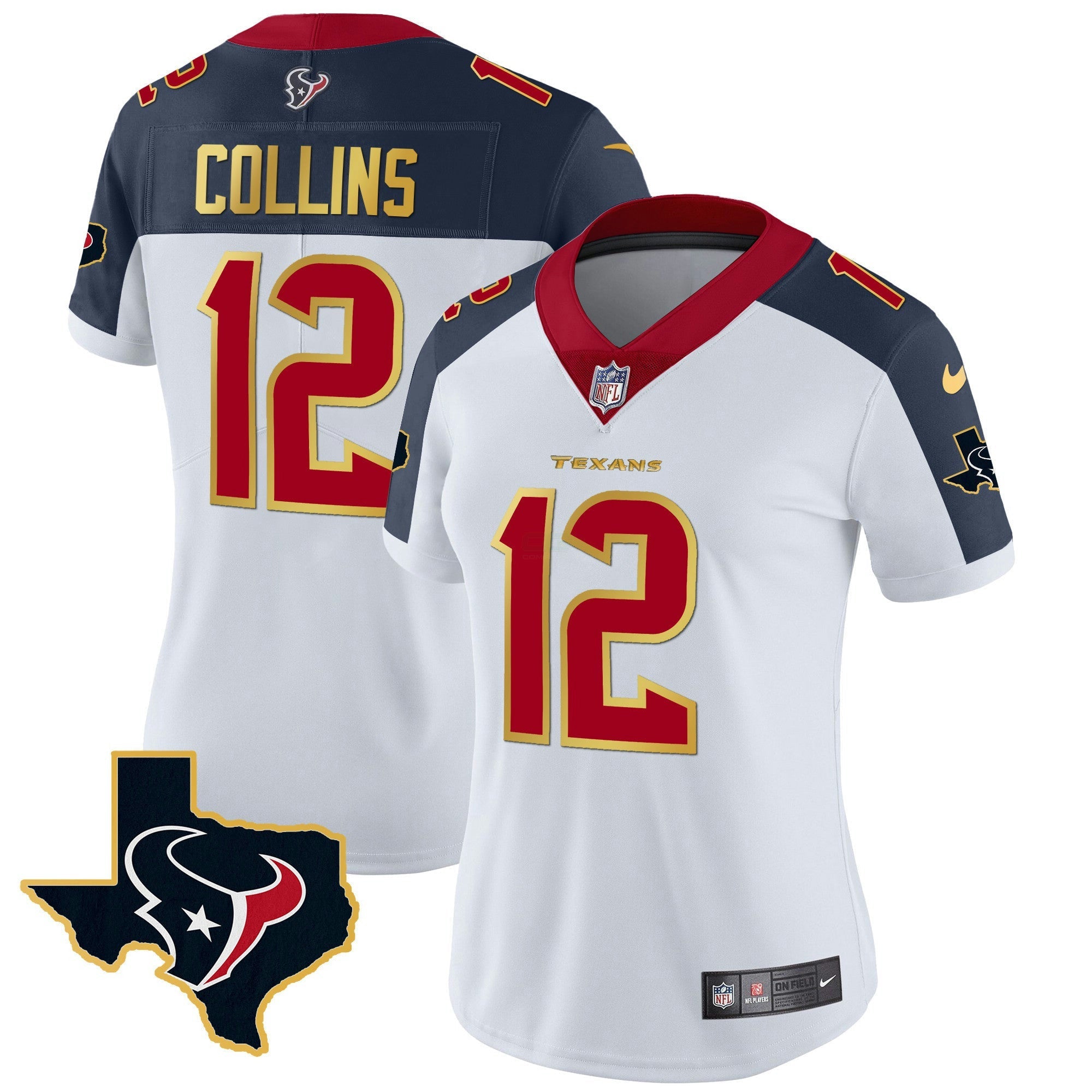 Camisa NFL Women’s Houston Gold Trim Vapor Jersey