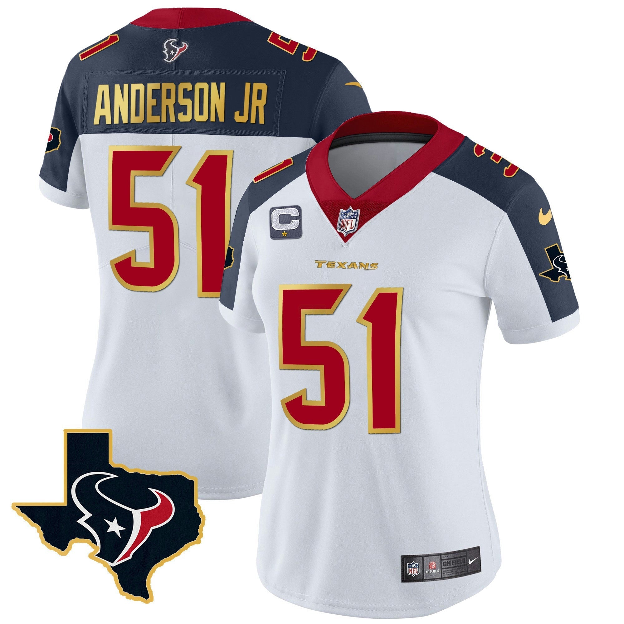 Camisa NFL Women’s Houston Gold Trim Vapor Jersey