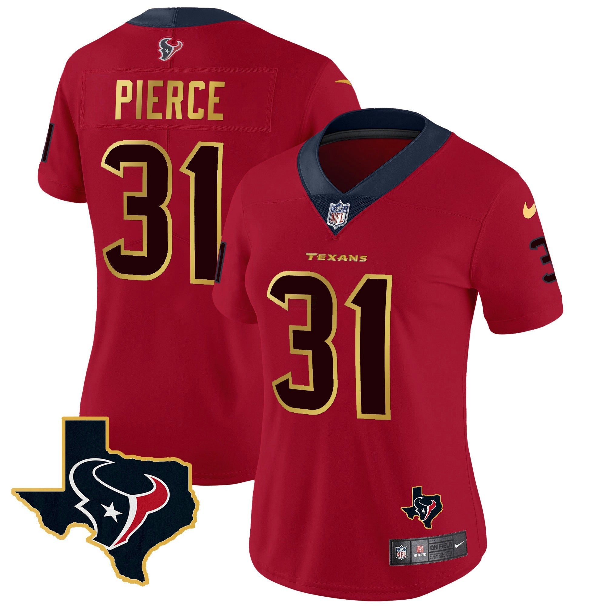 Camisa NFL Women’s Houston Gold Trim Vapor Jersey