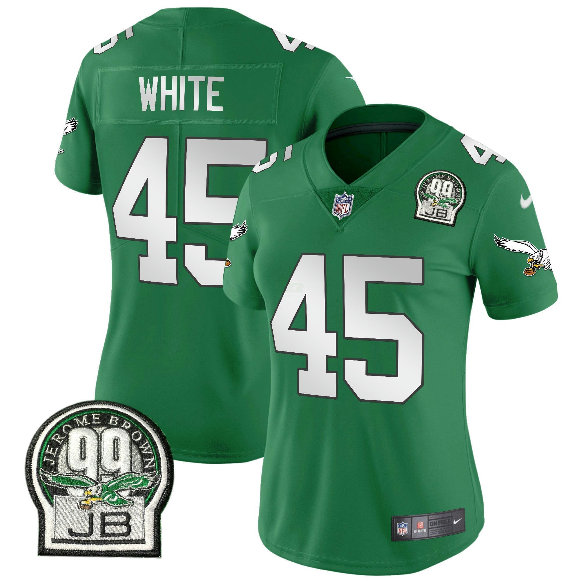 Camisa NFL Women’s Jerome Brown Patch Kelly Green Alternativa Jersey V2
