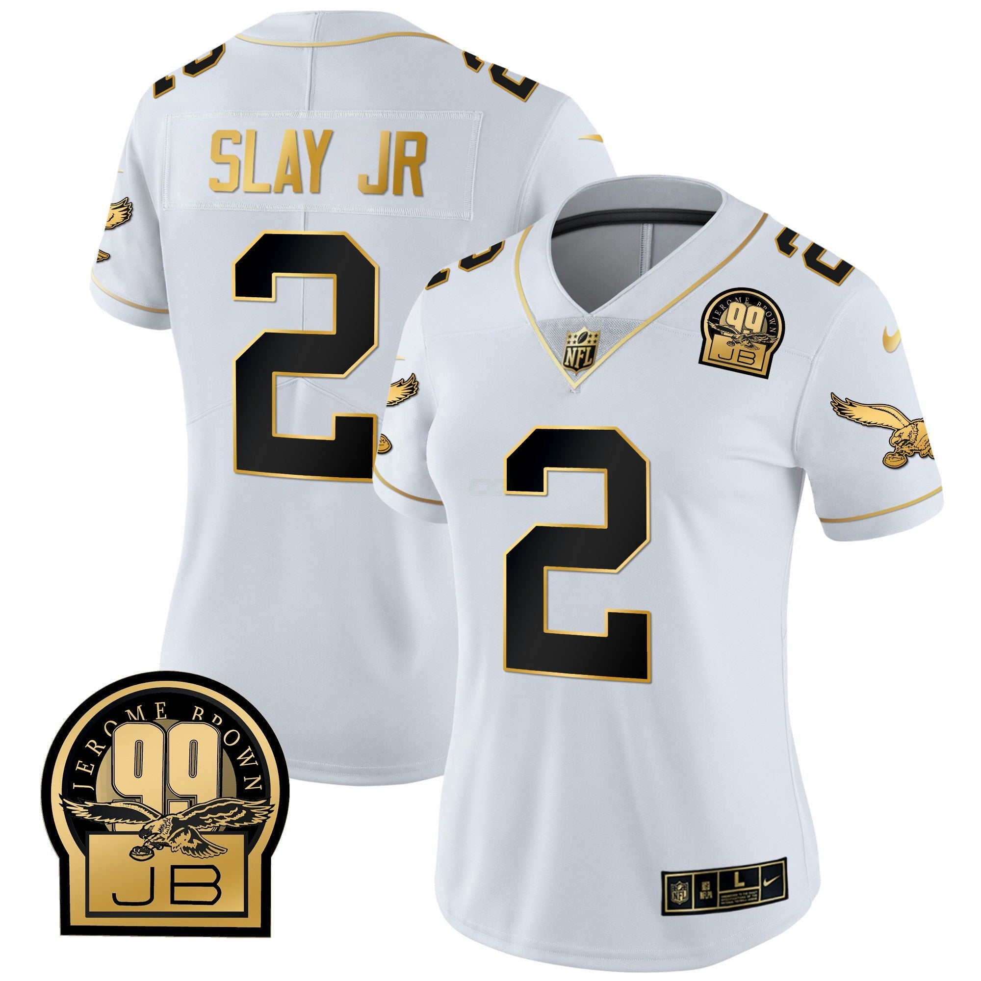 Camisa NFL Women’s Jerome Brown Retired Patch Dourada & Kelly Jersey