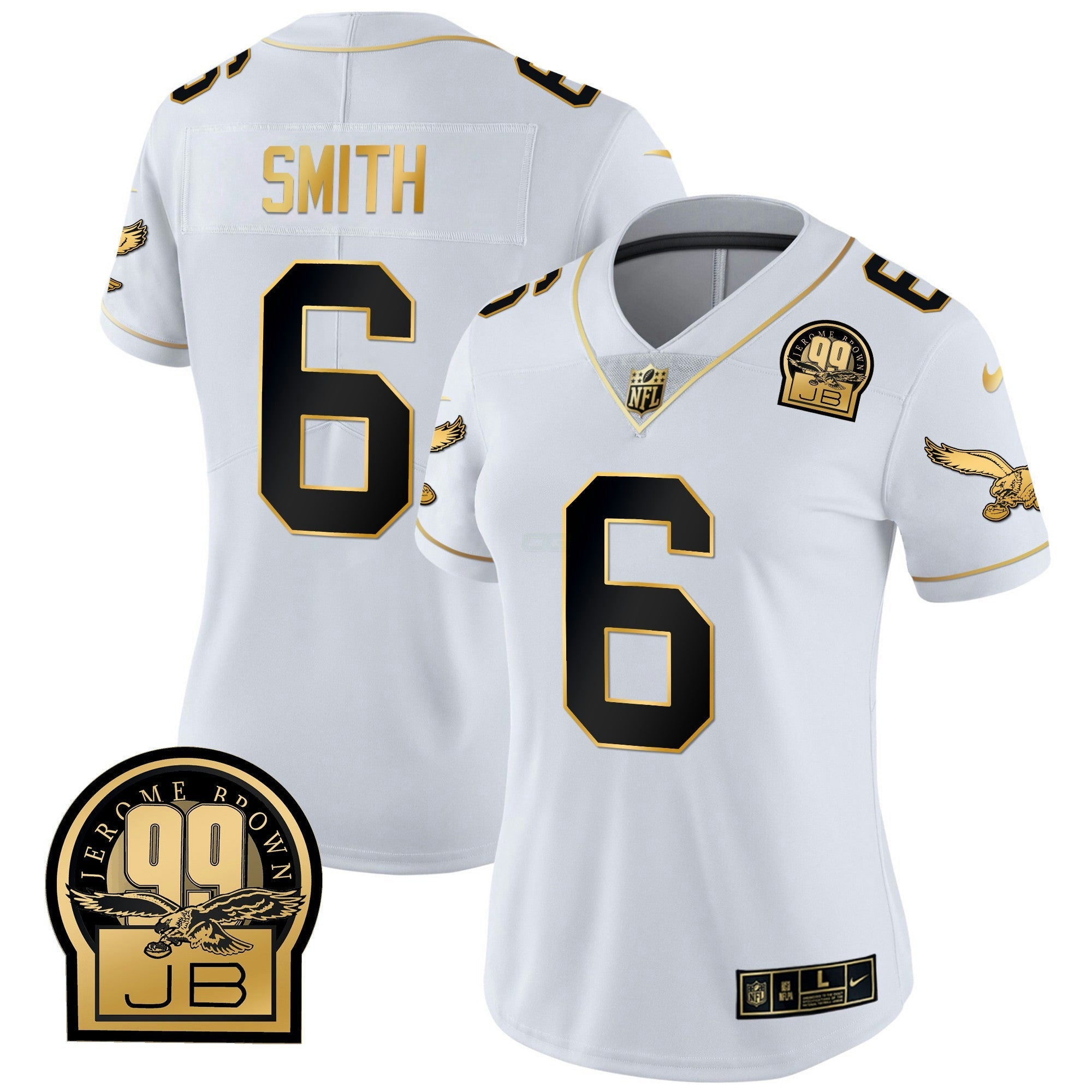 Camisa NFL Women’s Jerome Brown Retired Patch Dourada & Kelly Jersey