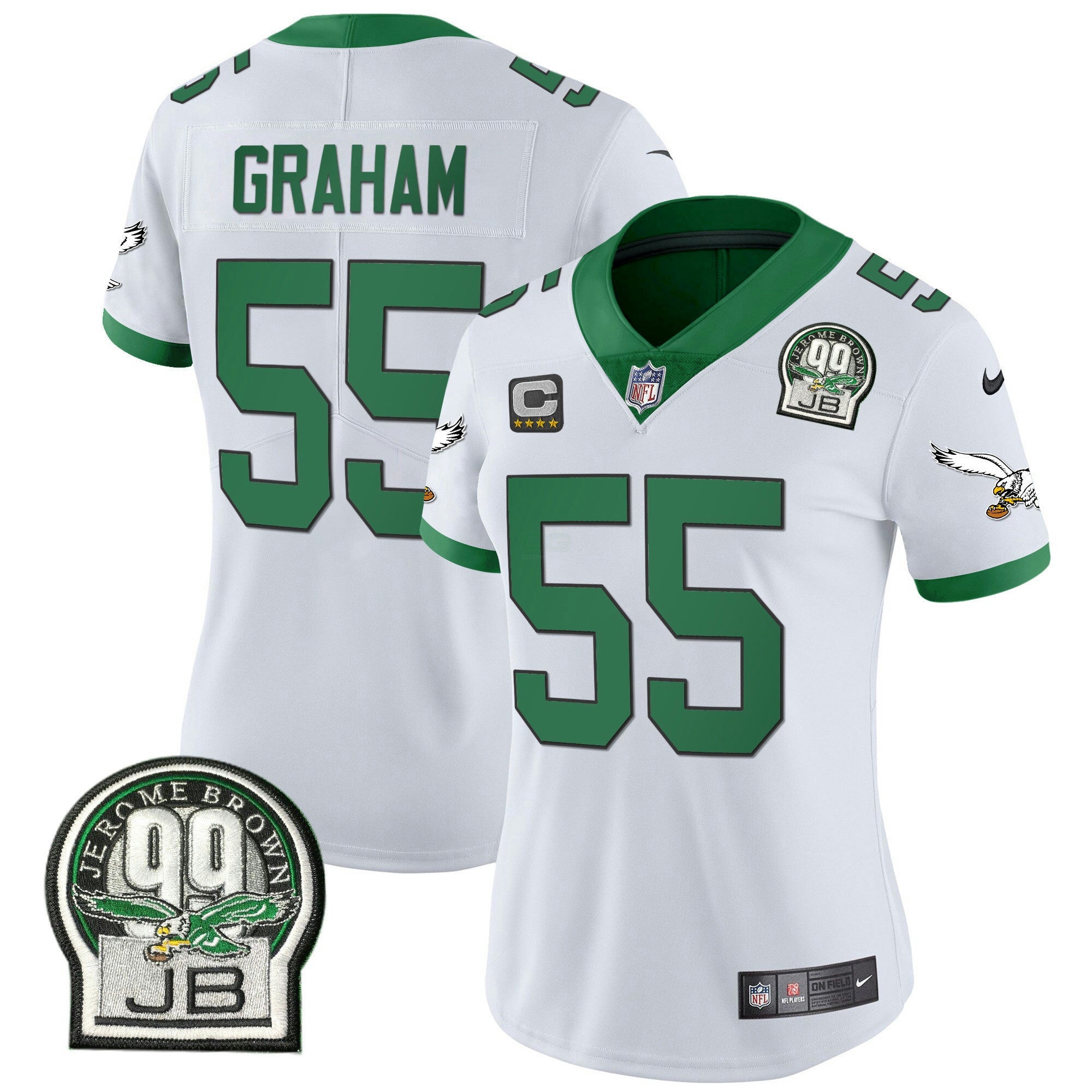 Camisa NFL Women’s Jerome Brown Retired Patch Dourada & Kelly Jersey