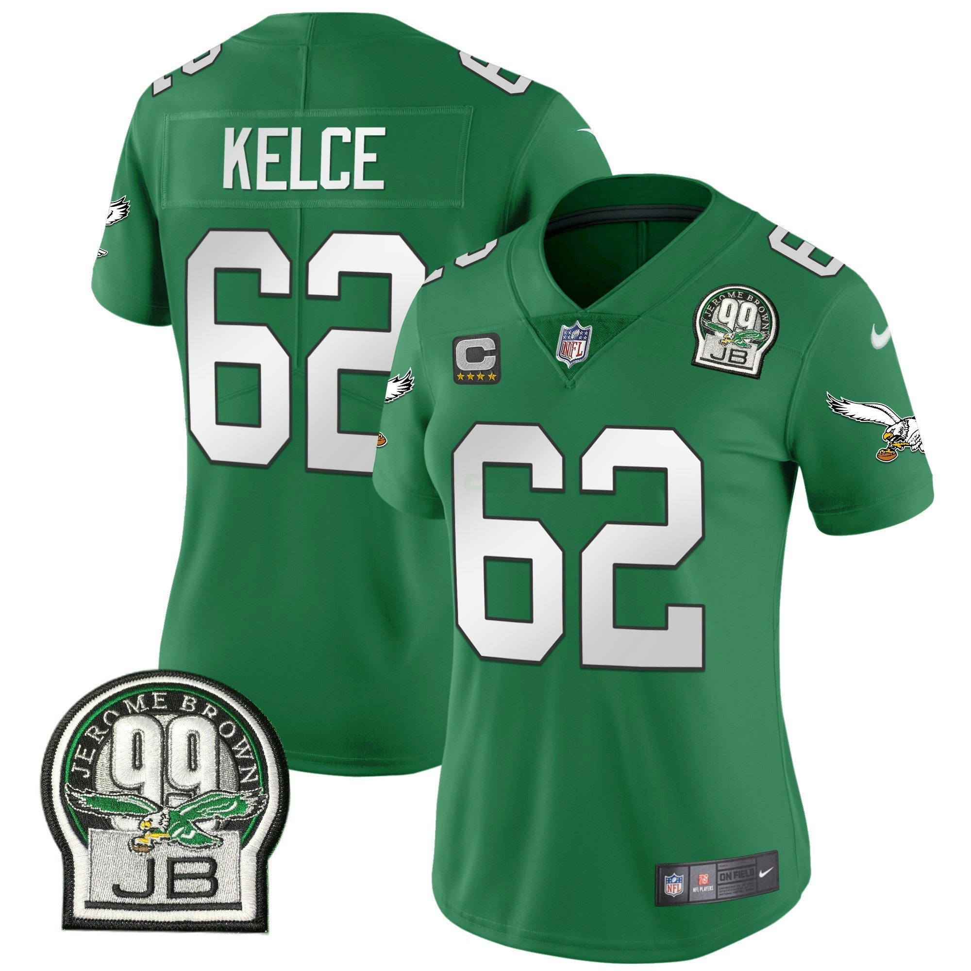 Camisa NFL Women’s Jerome Brown Retired Patch Dourada & Kelly Jersey