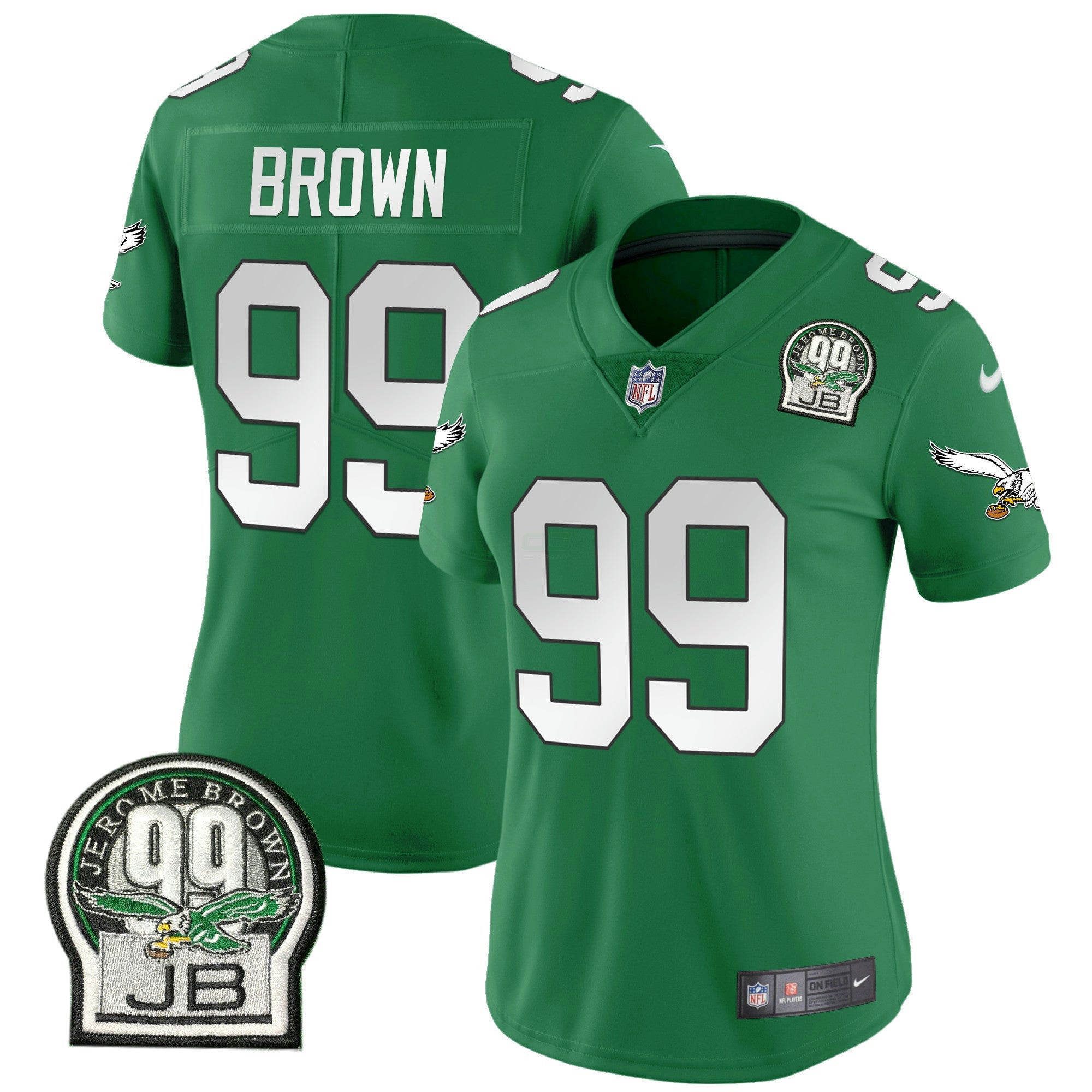 Camisa NFL Women’s Jerome Brown Retired Patch Dourada & Kelly Jersey