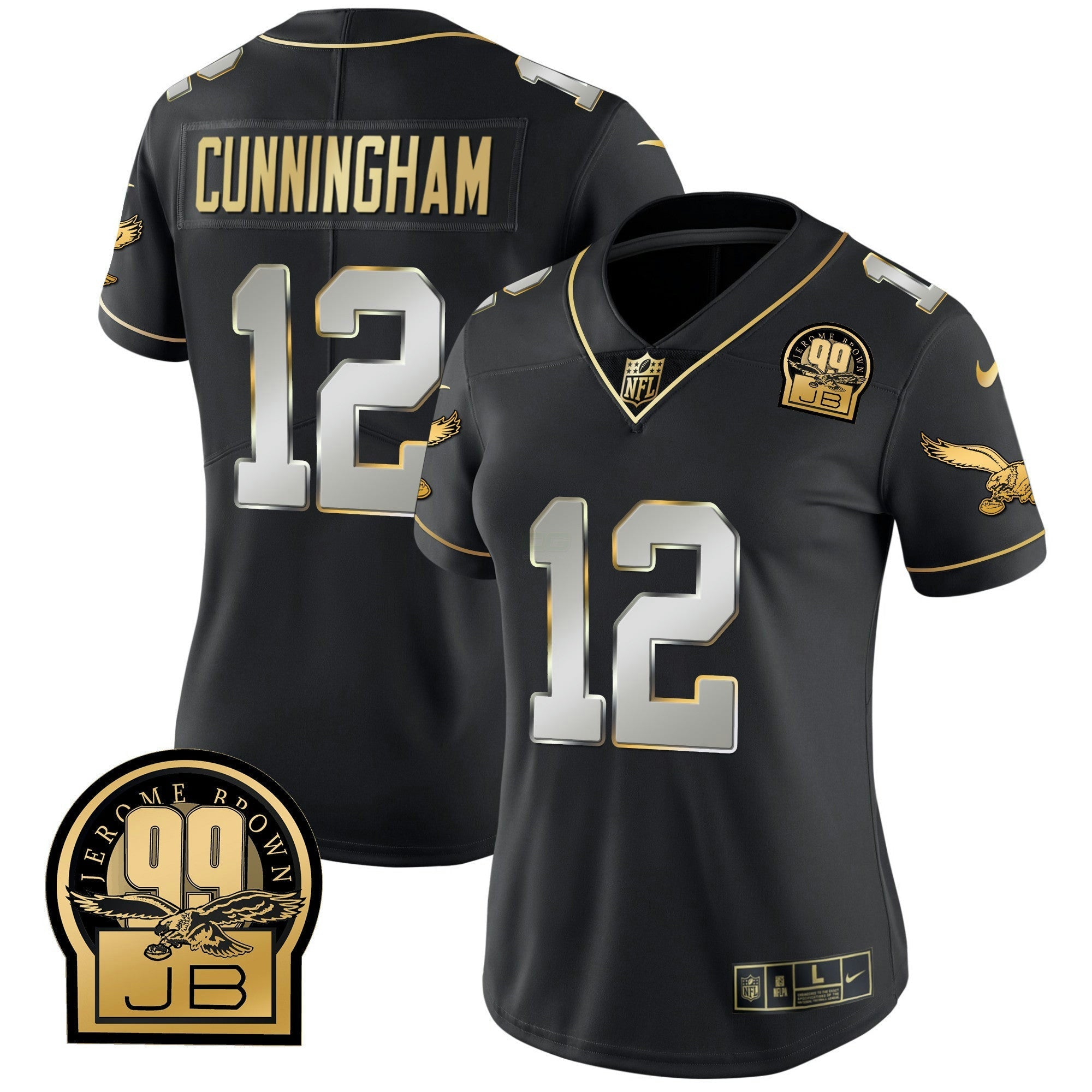 Camisa NFL Women’s Jerome Brown Retired Patch Dourada & Kelly Jersey