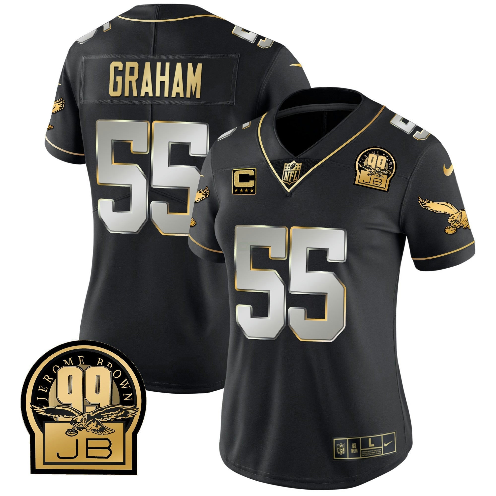 Camisa NFL Women’s Jerome Brown Retired Patch Dourada & Kelly Jersey
