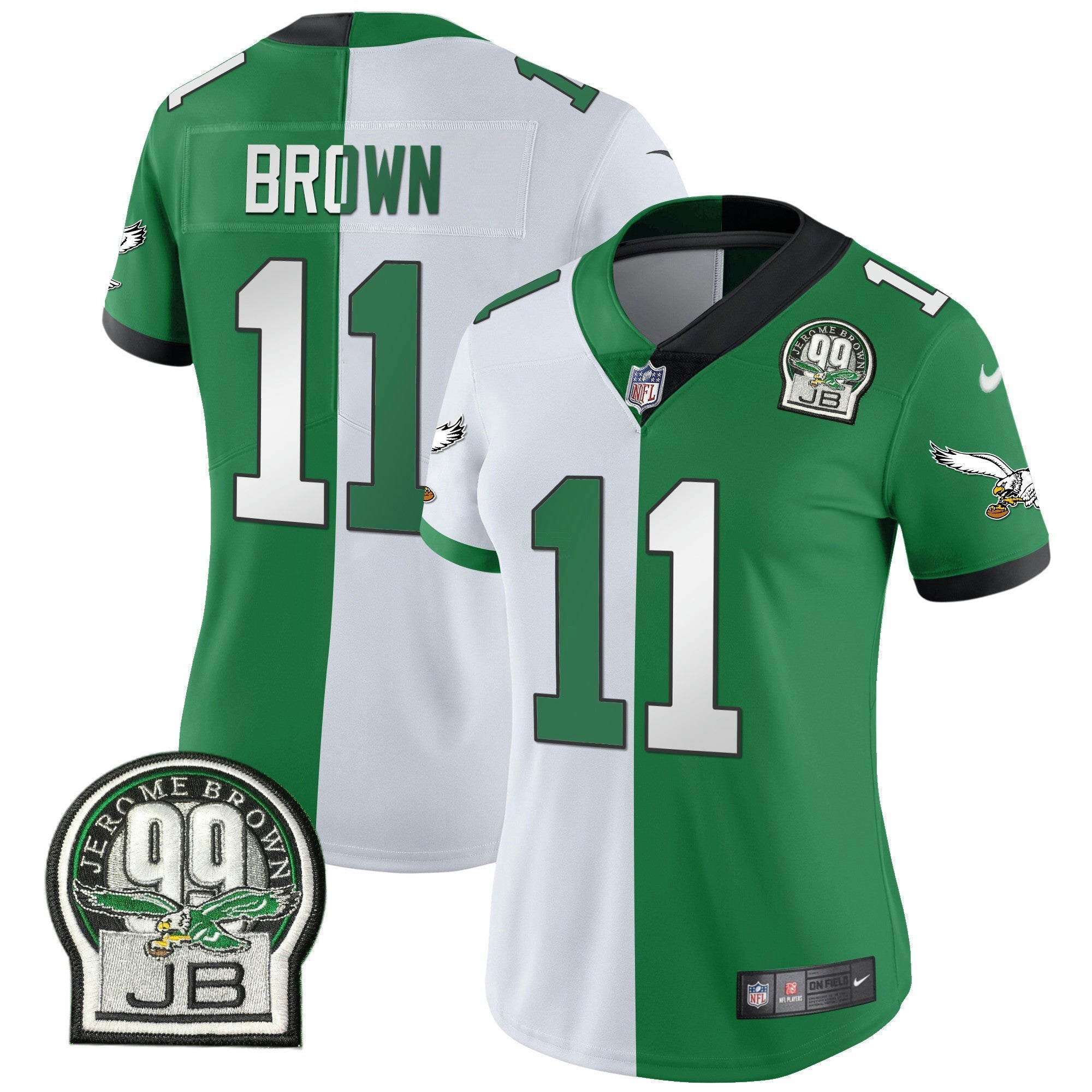 Camisa NFL Women’s Jerome Brown Retired Patch Dourada & Kelly Jersey