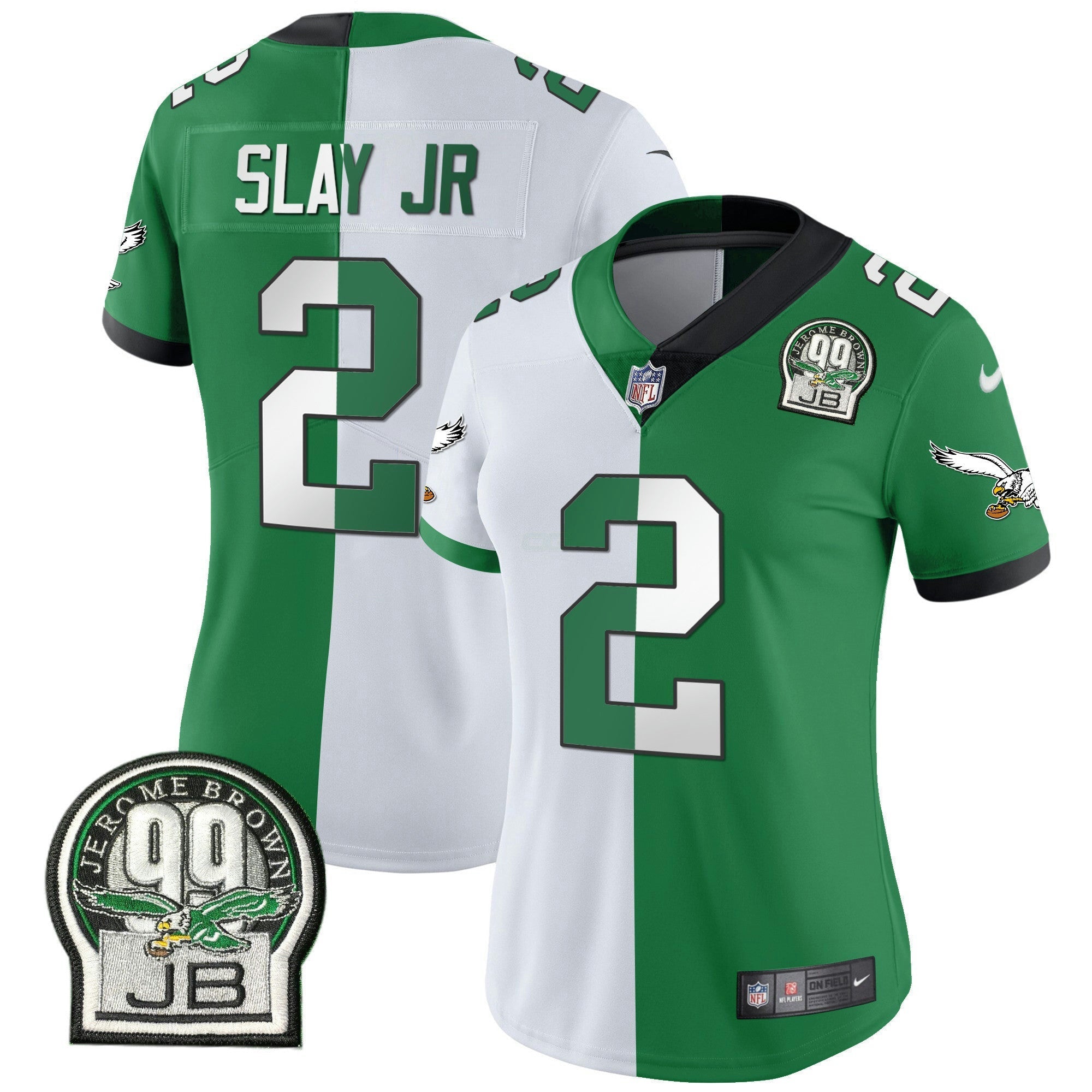 Camisa NFL Women’s Jerome Brown Retired Patch Dourada & Kelly Jersey
