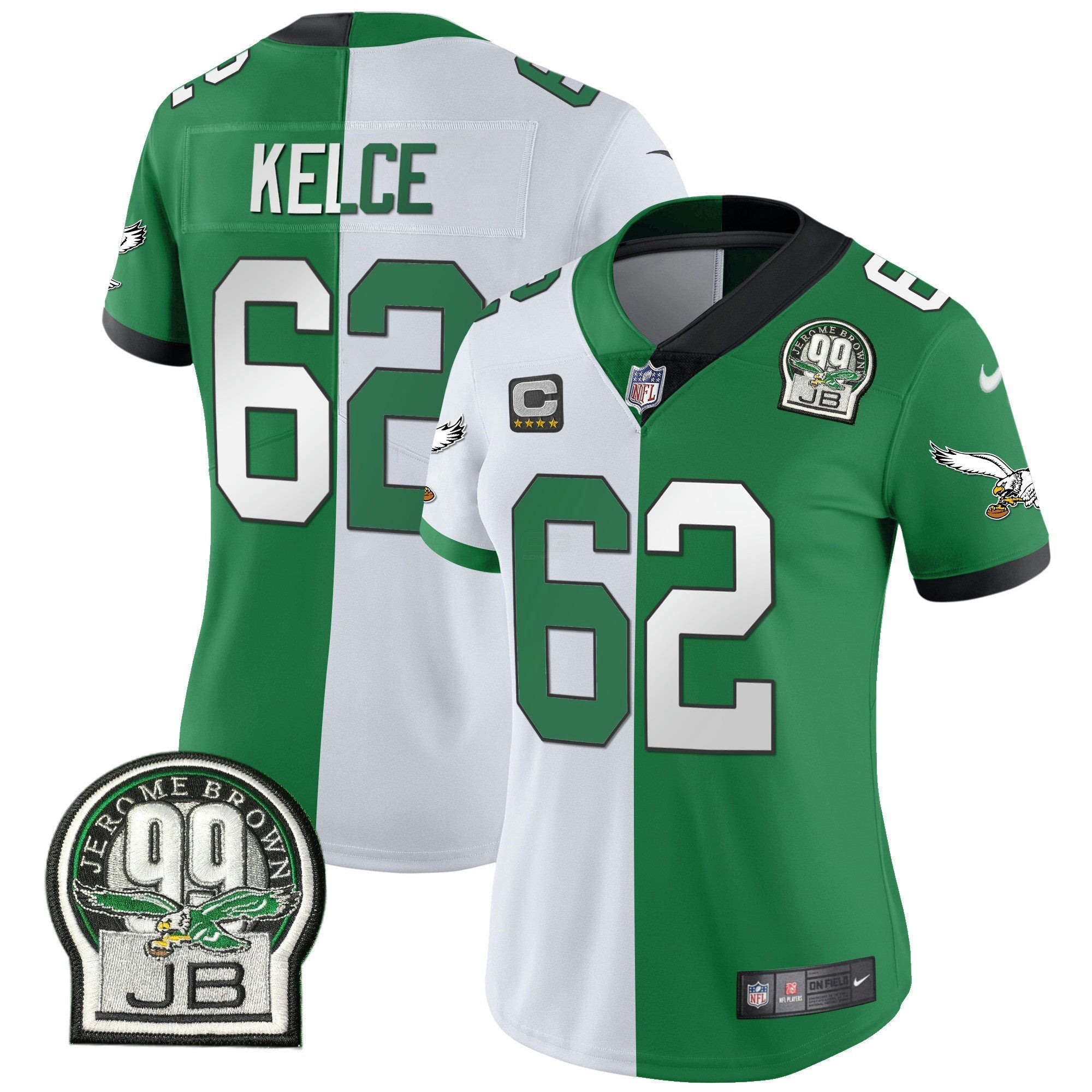 Camisa NFL Women’s Jerome Brown Retired Patch Dourada & Kelly Jersey
