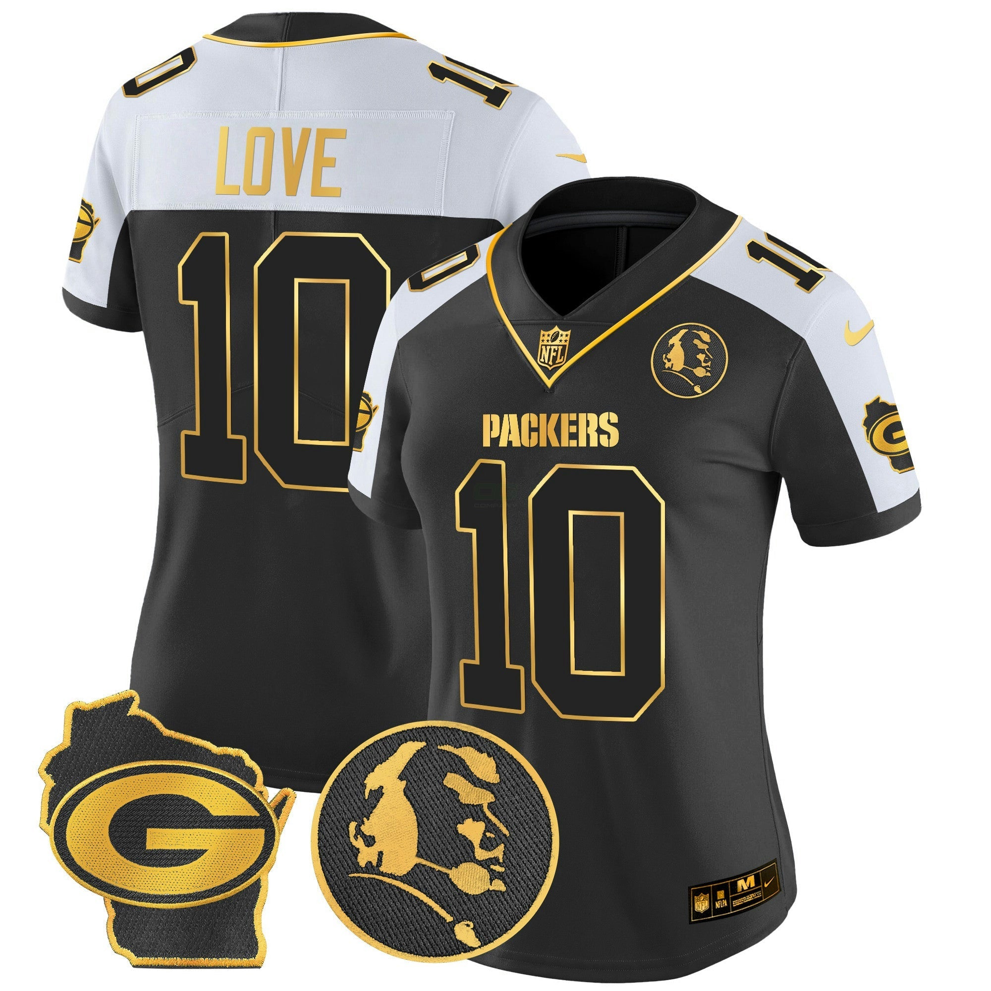 Camisa NFL Women’s John Madden & Home Patch Dourada Vapor Limited Jersey